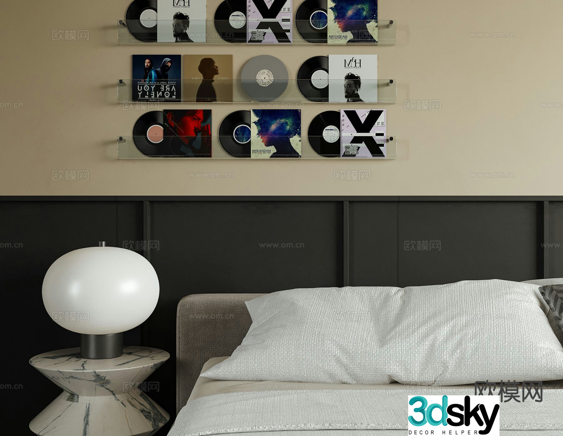 Modern record wall photo wall decorative painting 3d model