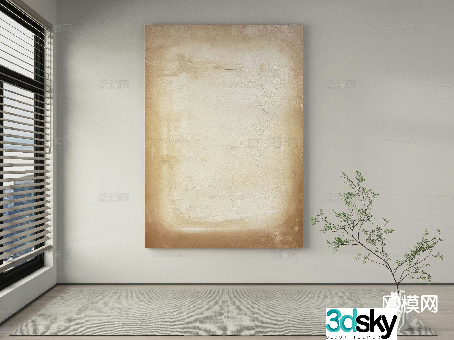 Modern decorative painting abstract painting solid color 3d model
