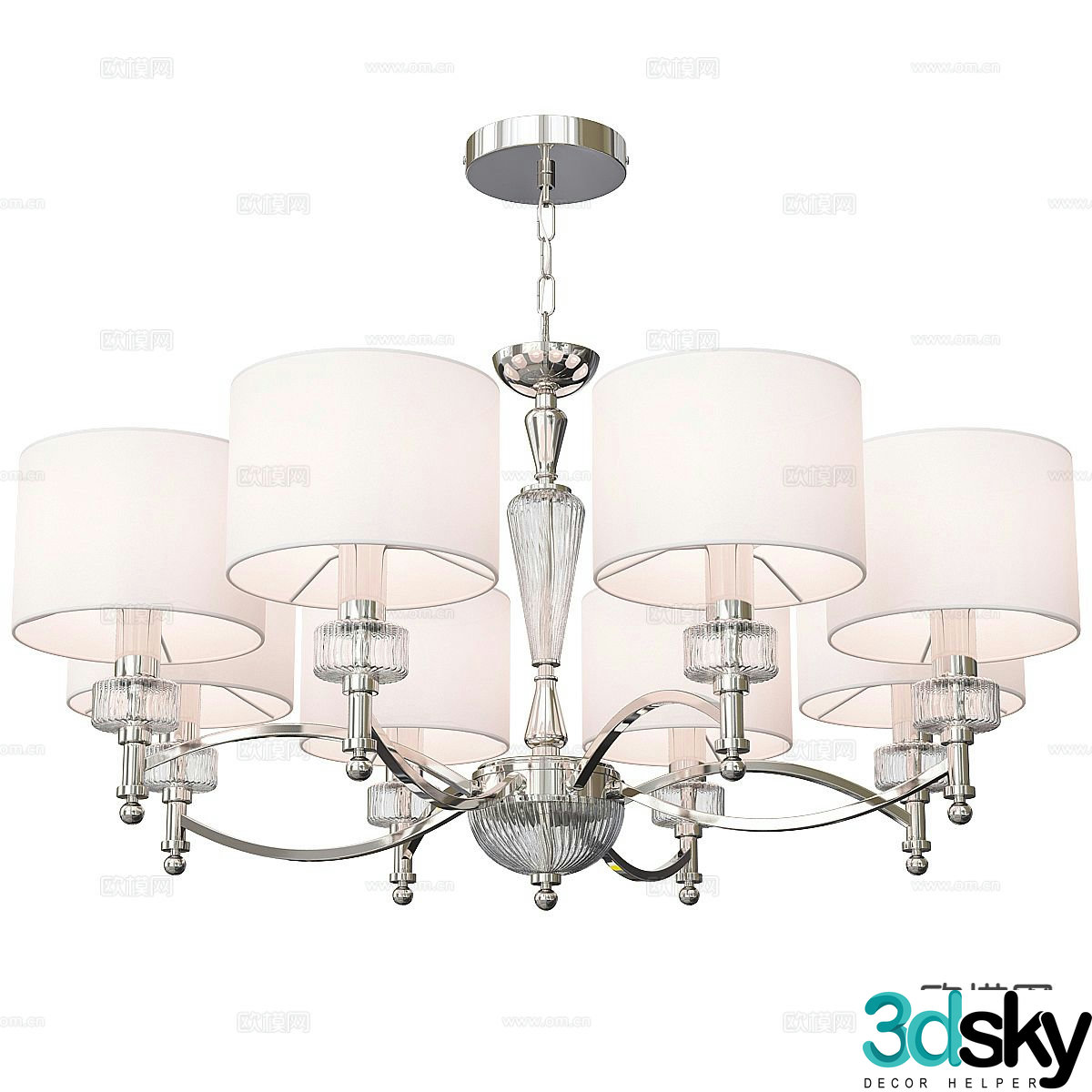 Light luxury multi-head chandelier 3D model