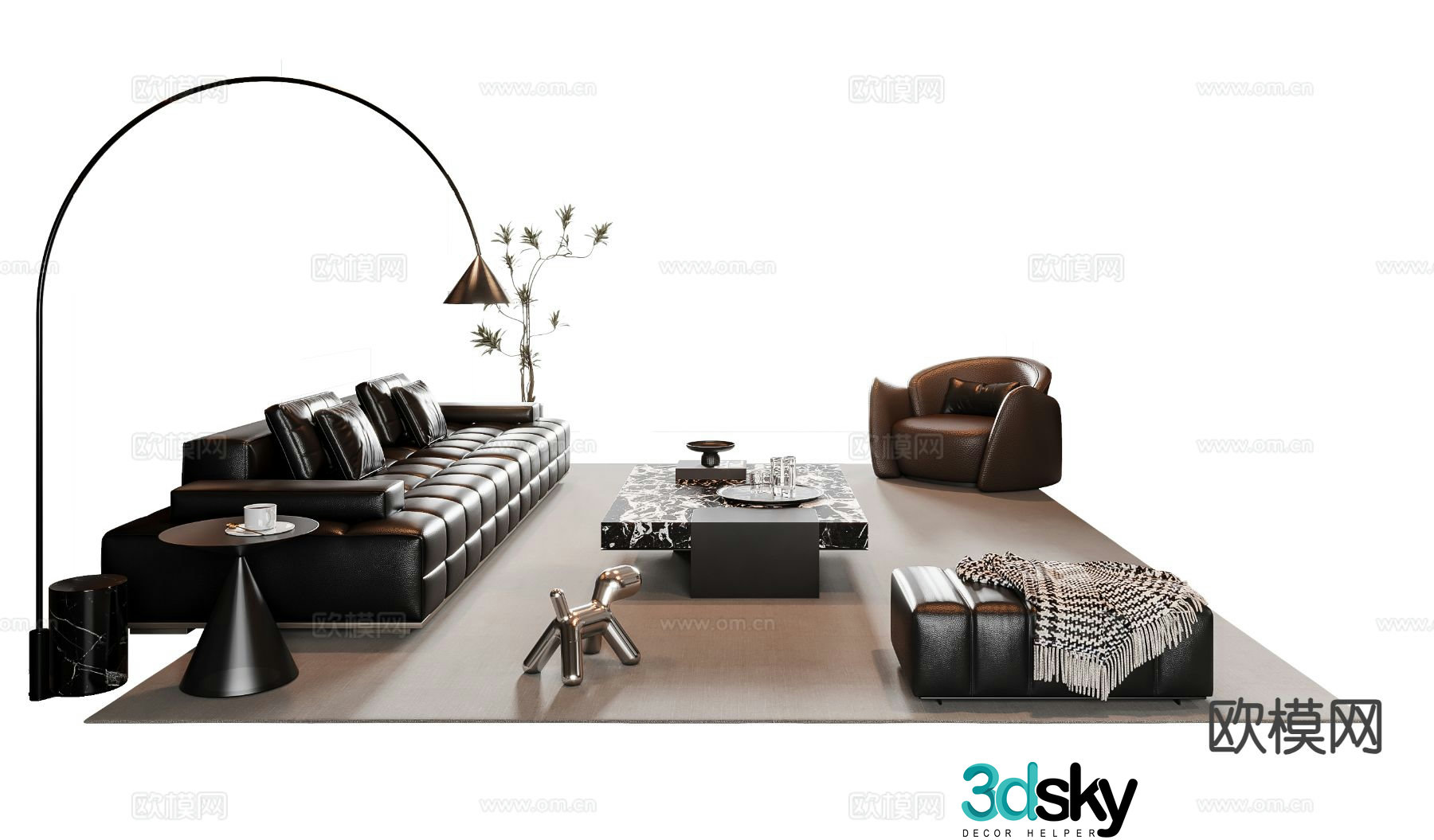 Italian sofa coffee table modular sofa 3d model
