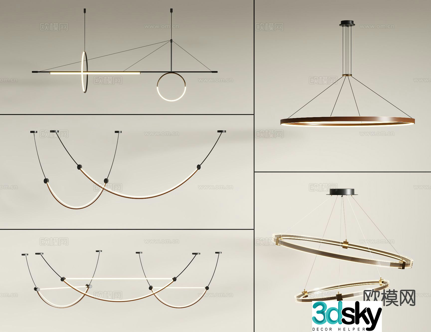 Modern metal chandelier 3d model