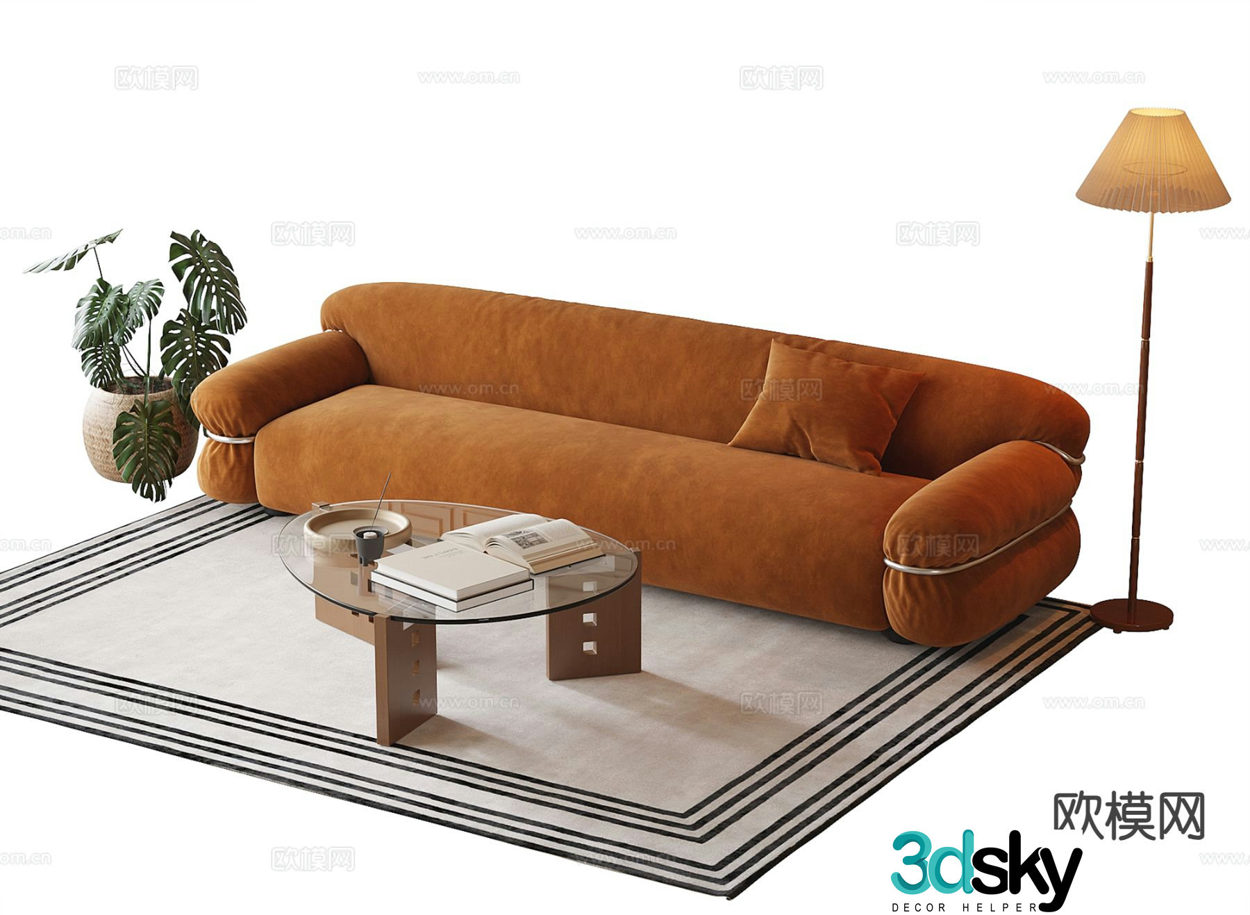 Modern sofa coffee table multi-person sofa 3d model