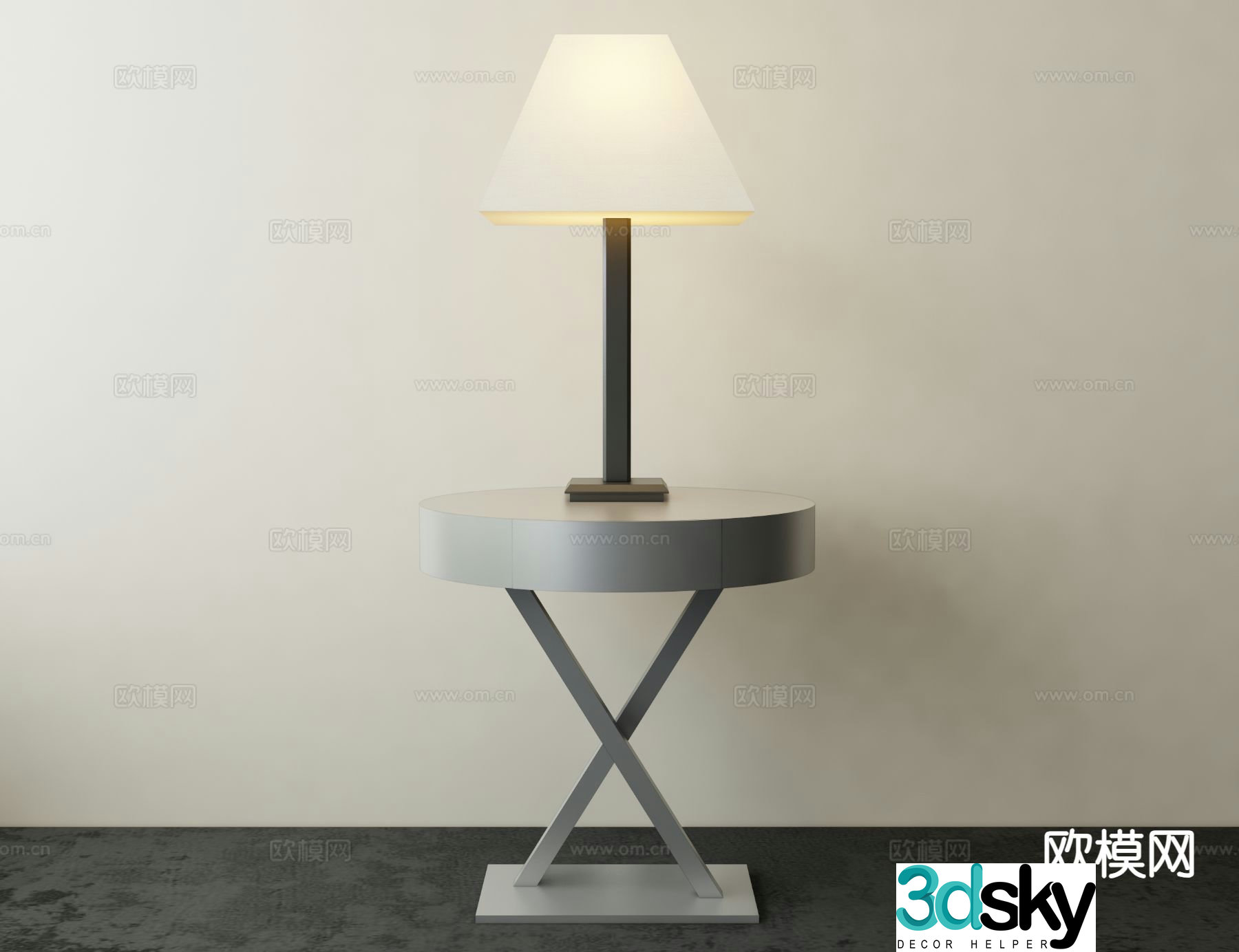 Modern round bedside table 3d model