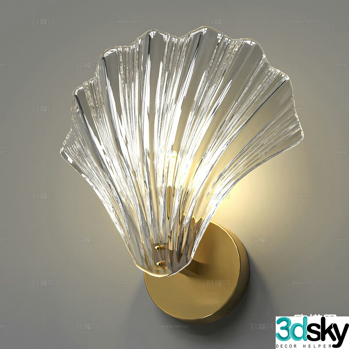 Light luxury shell wall lamp glass wall lamp 3d model