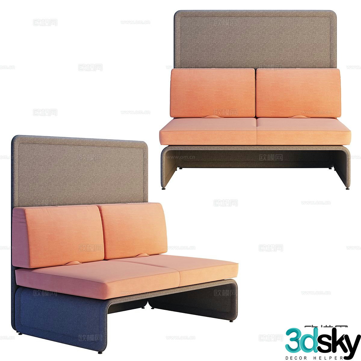 Modern double sofa 3d model