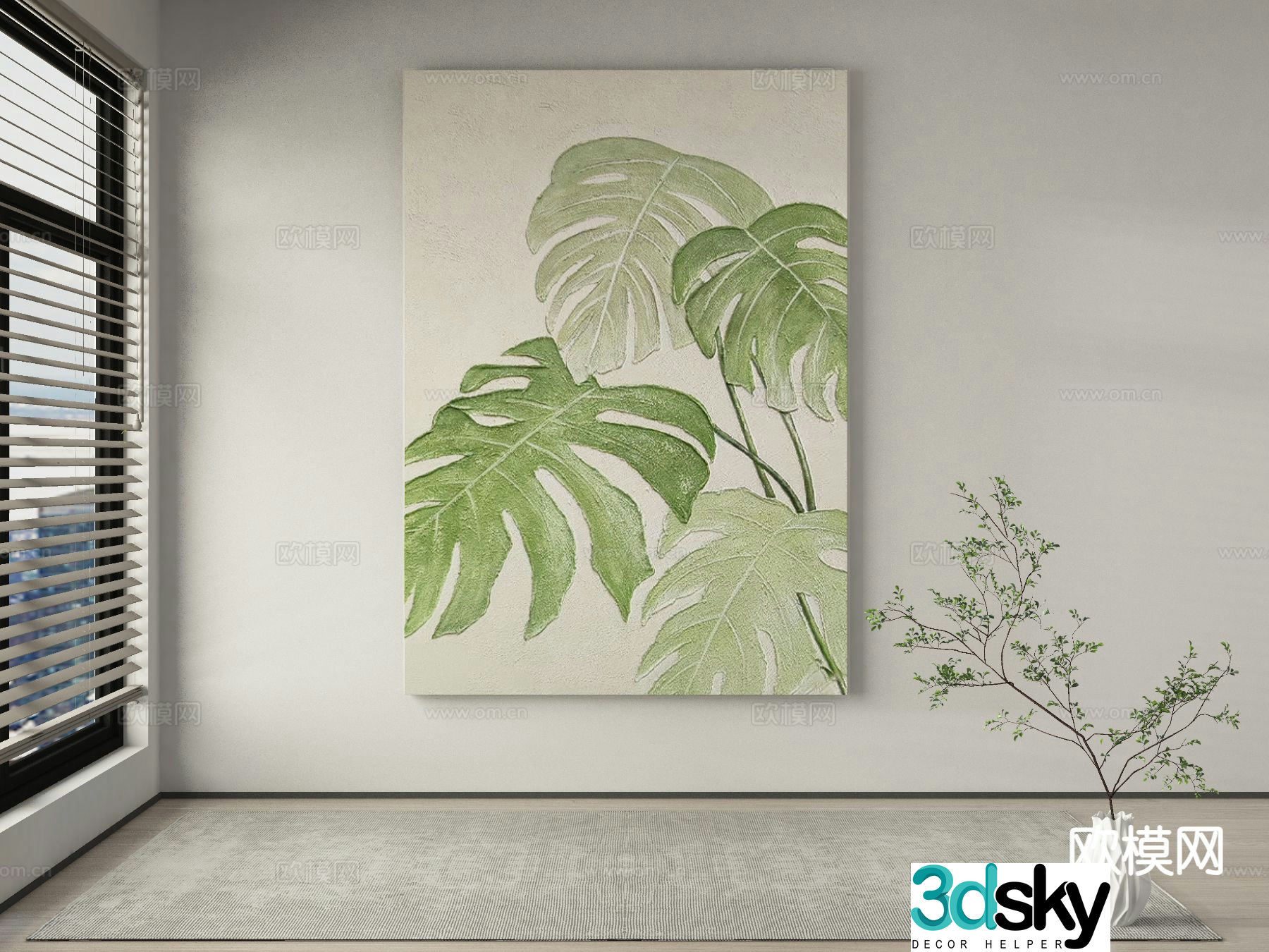Modern decorative painting plant painting hanging painting 3D model