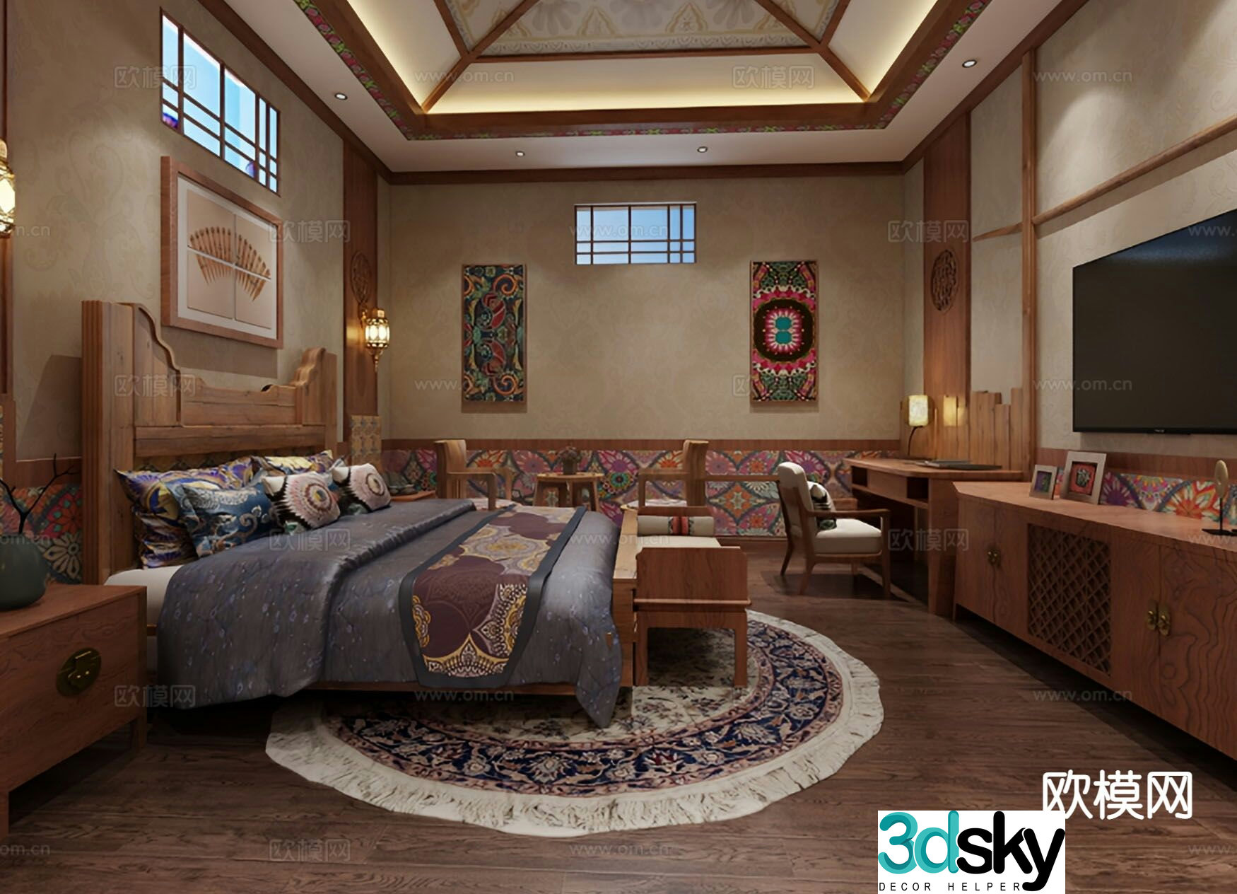 Ethnic style bedroom master bedroom 3d model