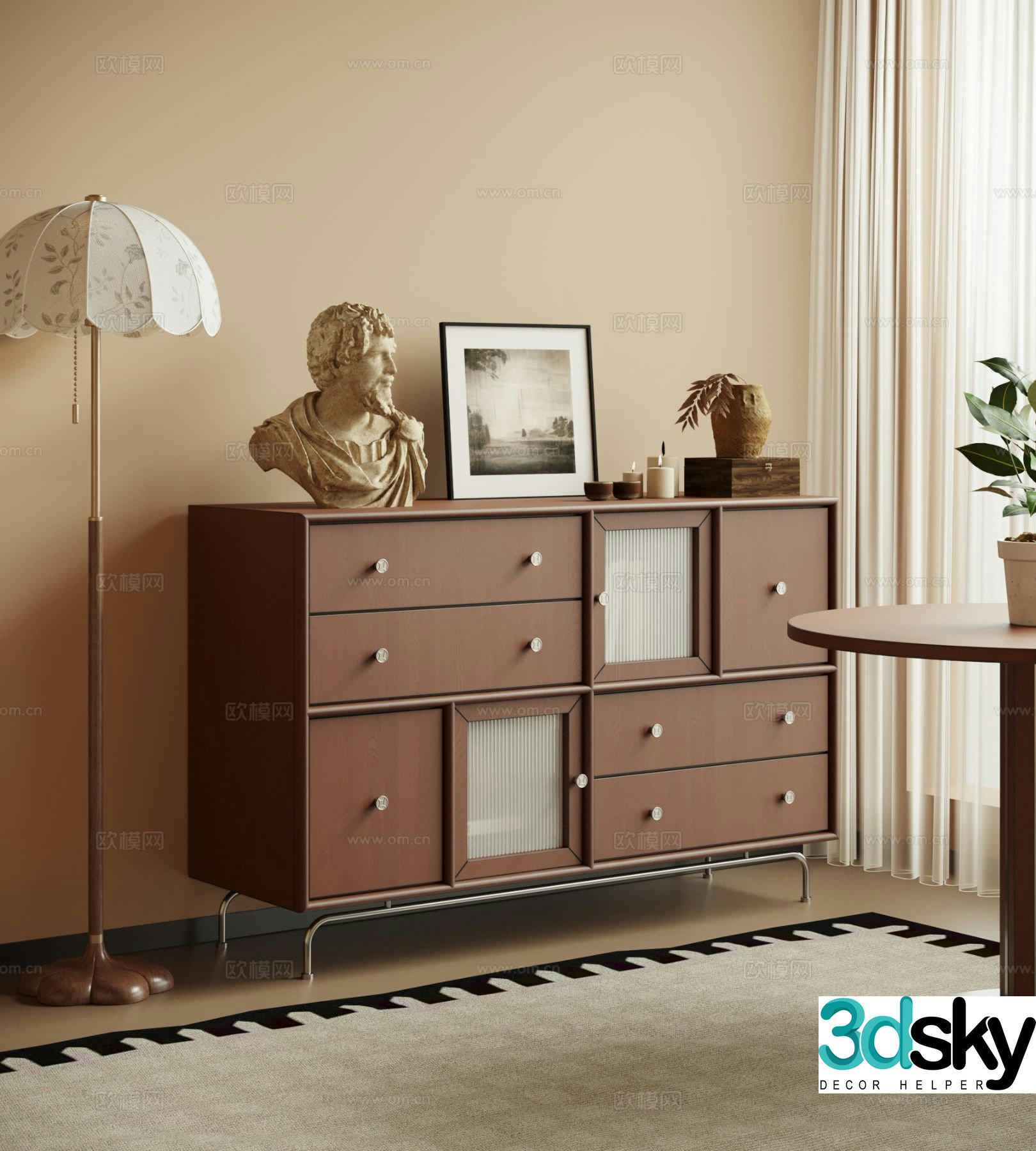 Medieval style sideboard 3d model
