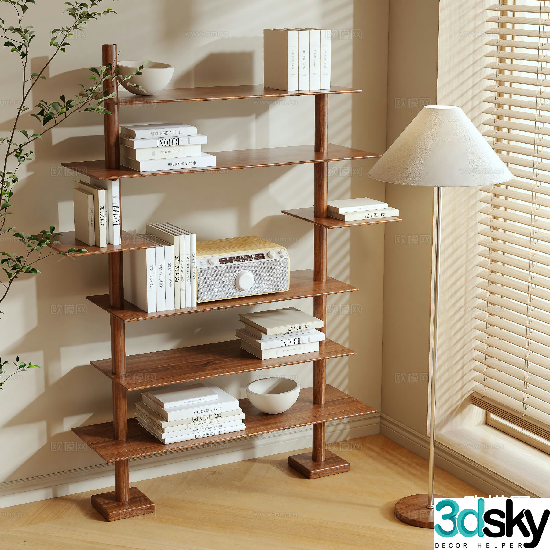 Log style storage rack Bogu rack 3D model
