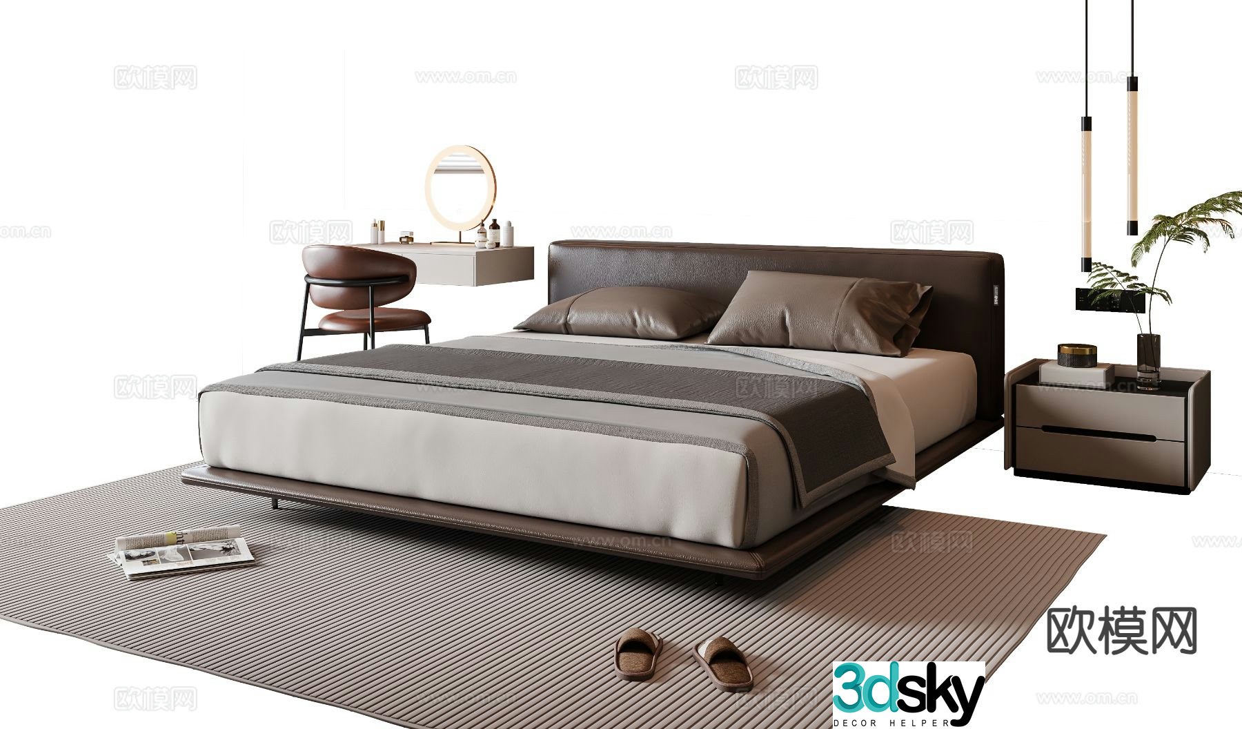 Italian double bed 3d model