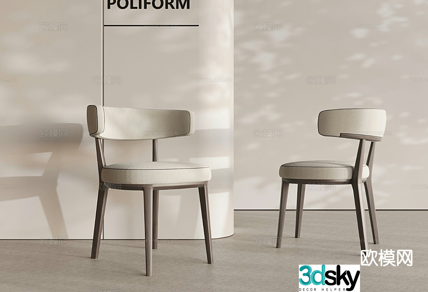 Italian single chair dining chair 3d model