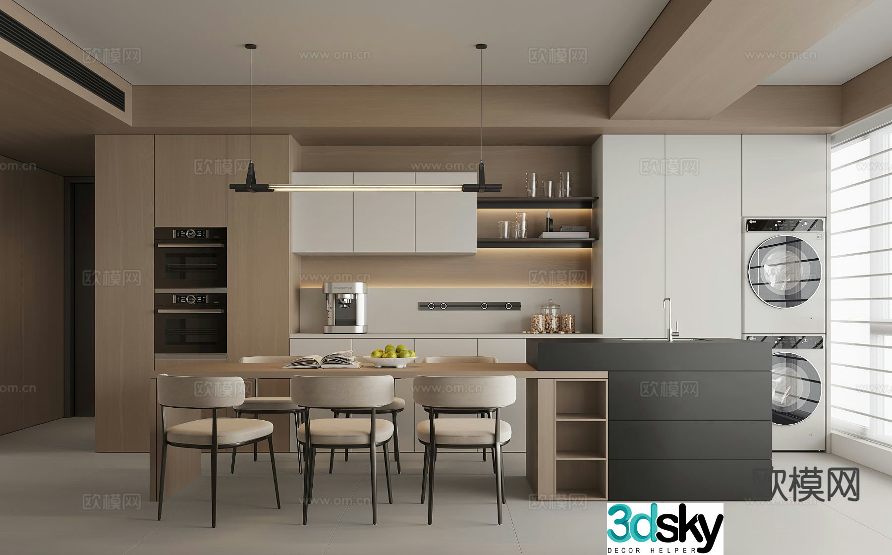 Modern island restaurant 3d model