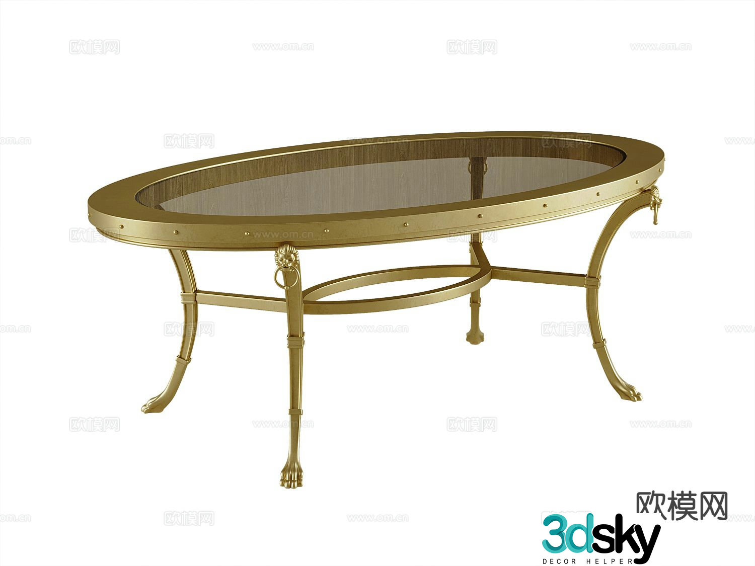 American coffee table glass coffee table 3d model