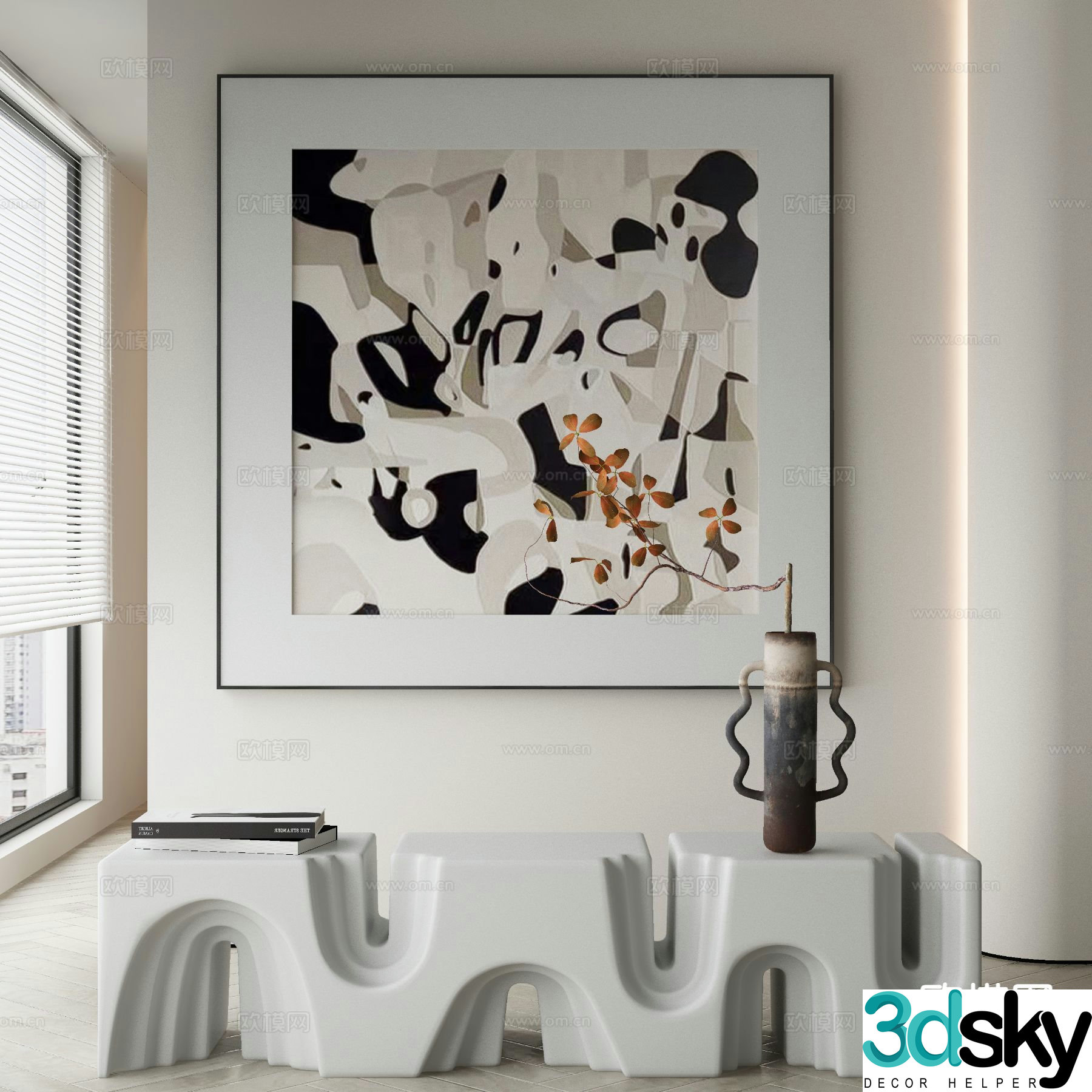 Modern texture painting decorative painting 3d model