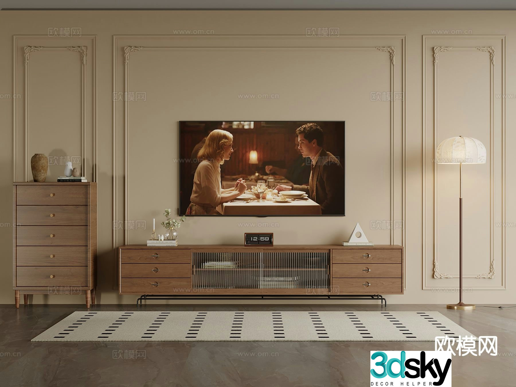 Medieval style TV cabinet 3D model
