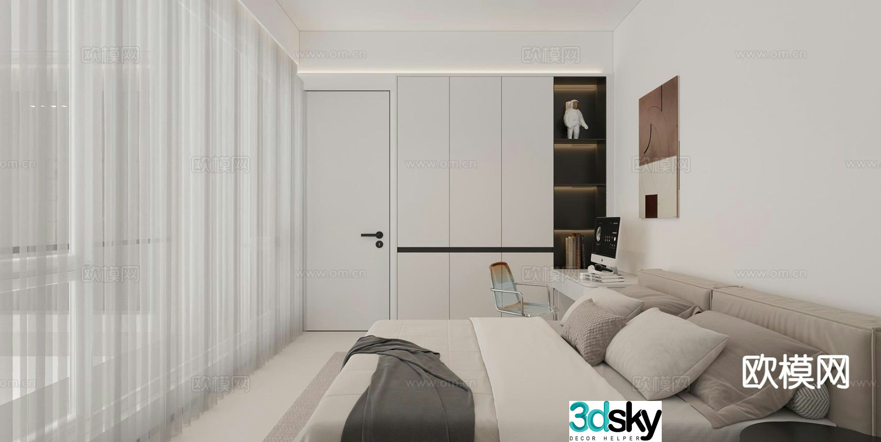 Modern bedroom second bedroom 3d model
