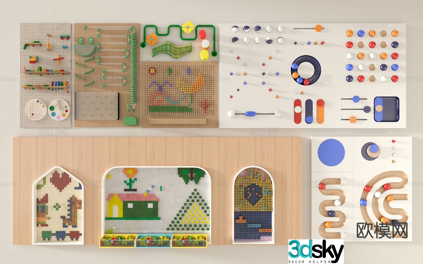 Children’s educational game wall Lego brick wall 3d model