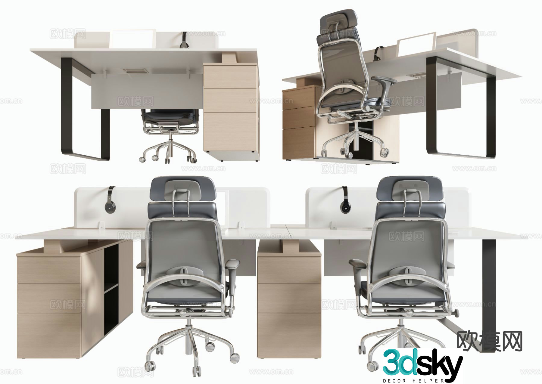Modern office desk and chair desk table 3d model
