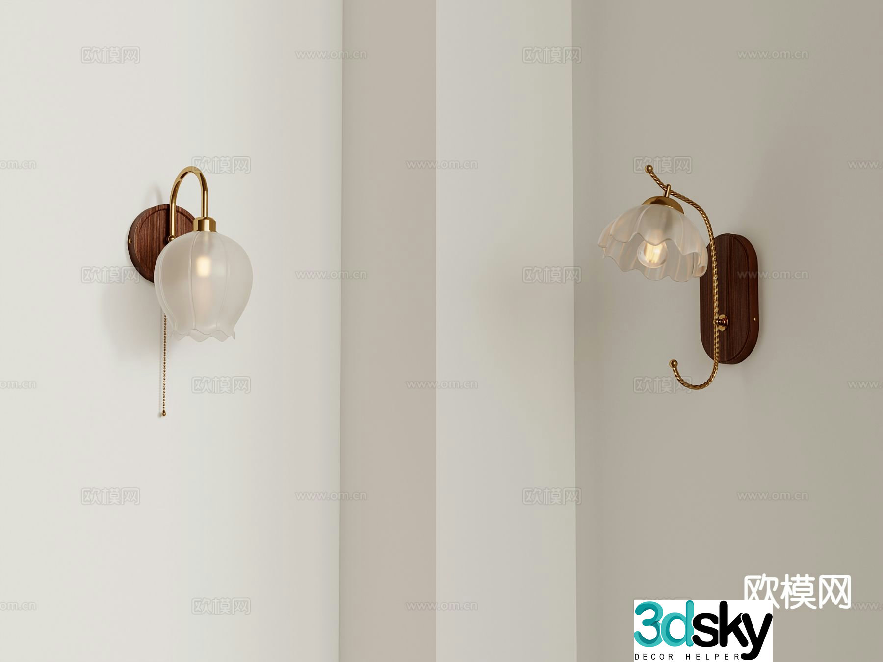 Medieval style wall lamp flower bud wall lamp 3d model