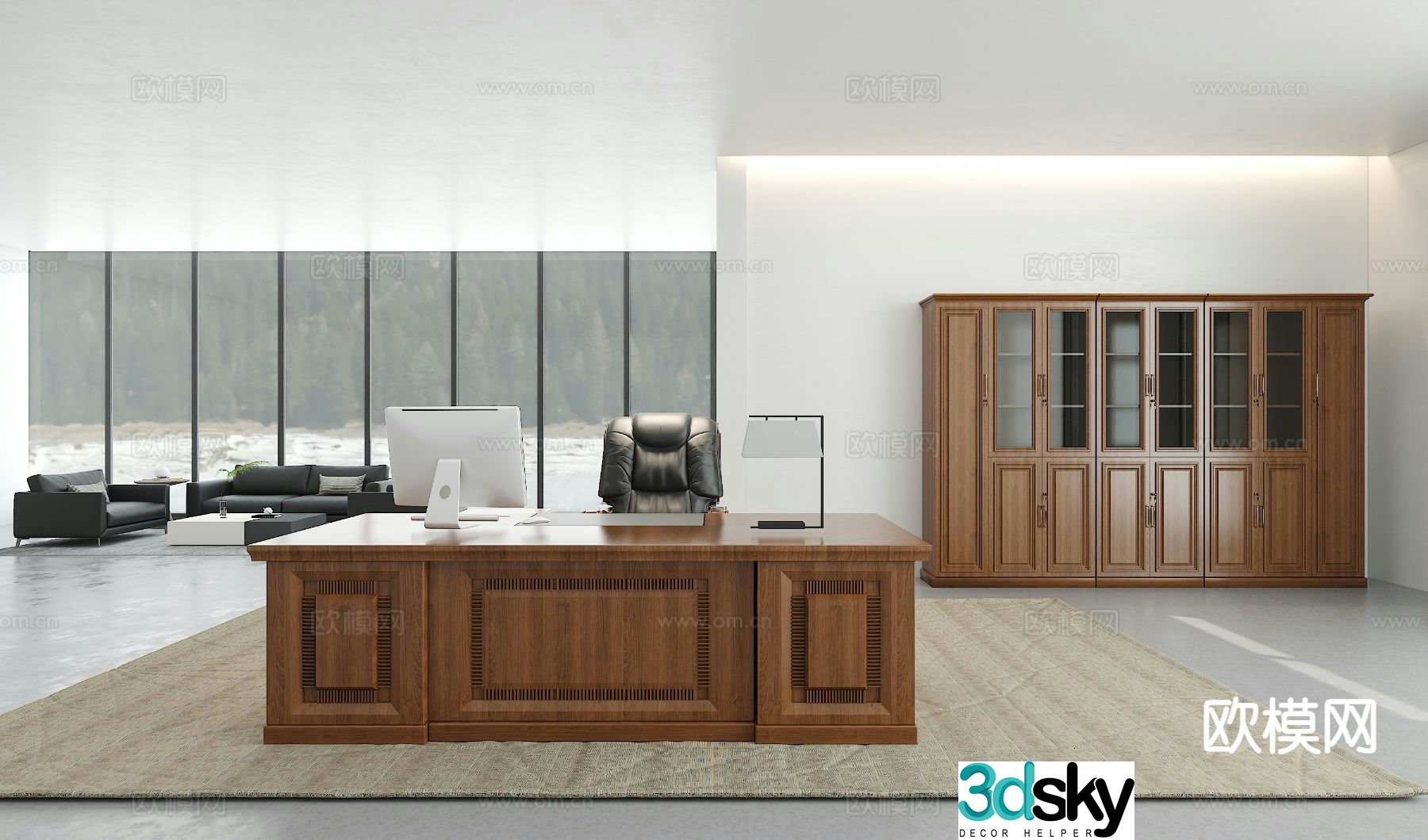 Executive desk executive desk file cabinet president desk 3d model