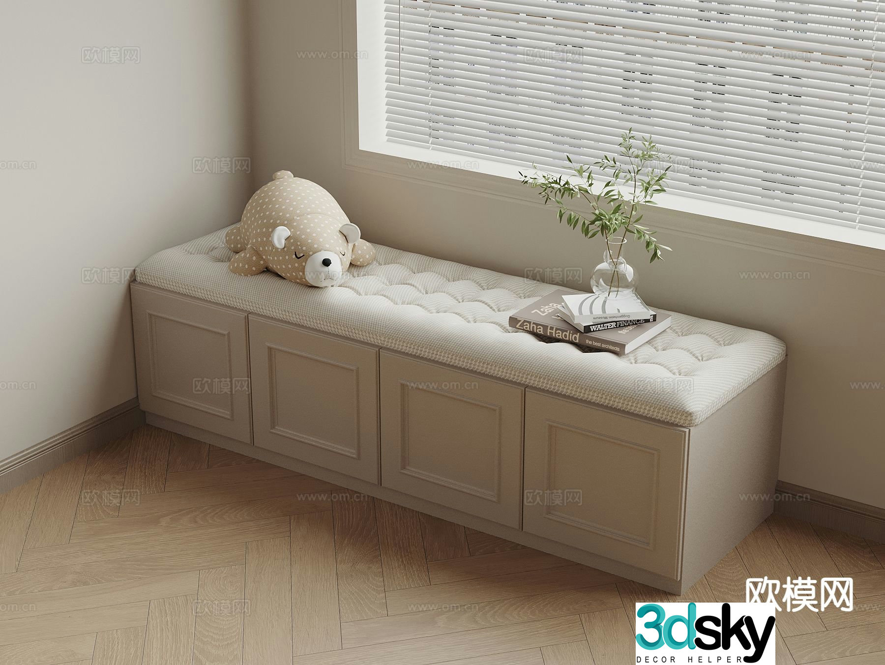 Simple European bay window cabinet bay window mat 3D model