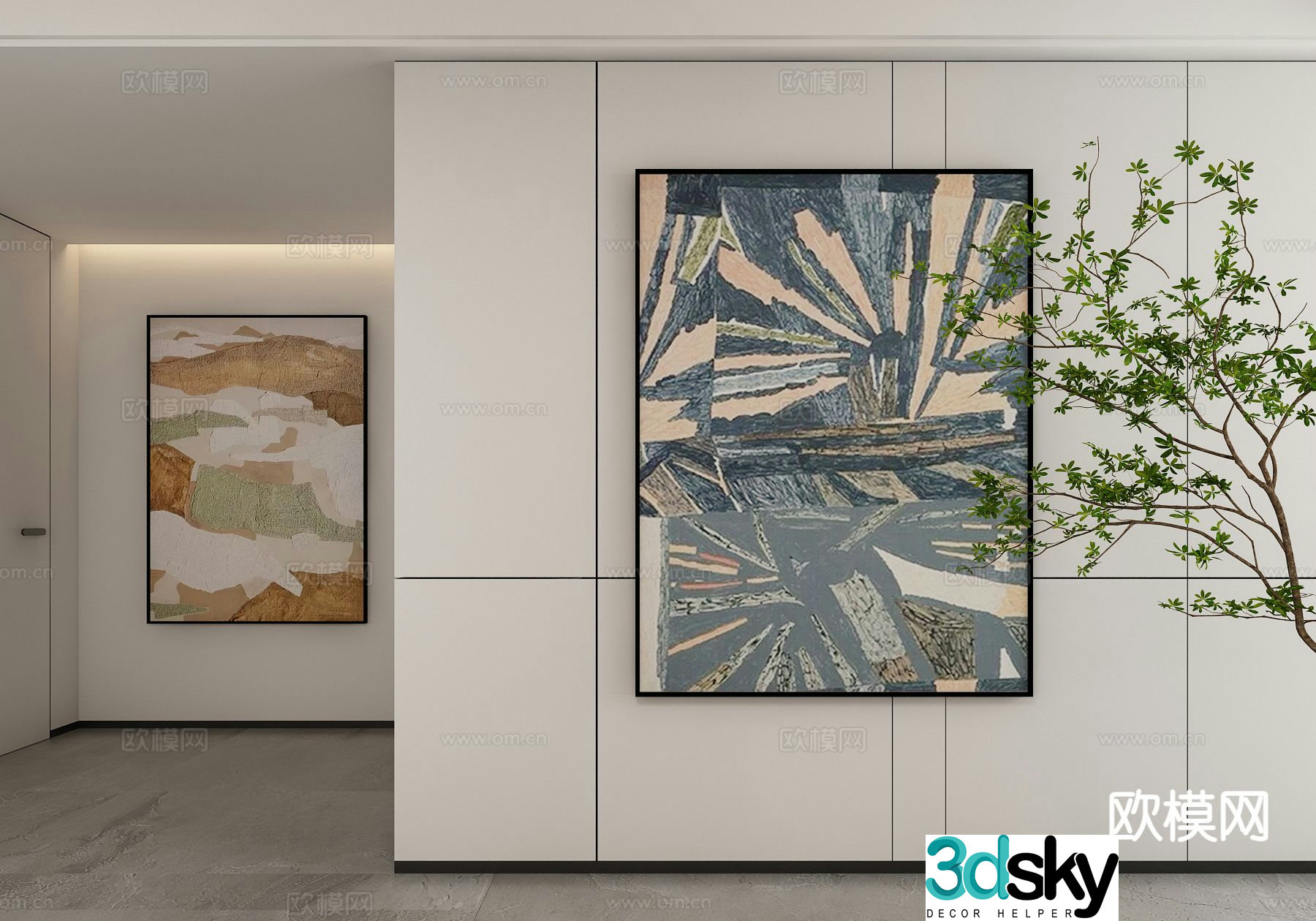 Modern art painting decorative painting 3d model