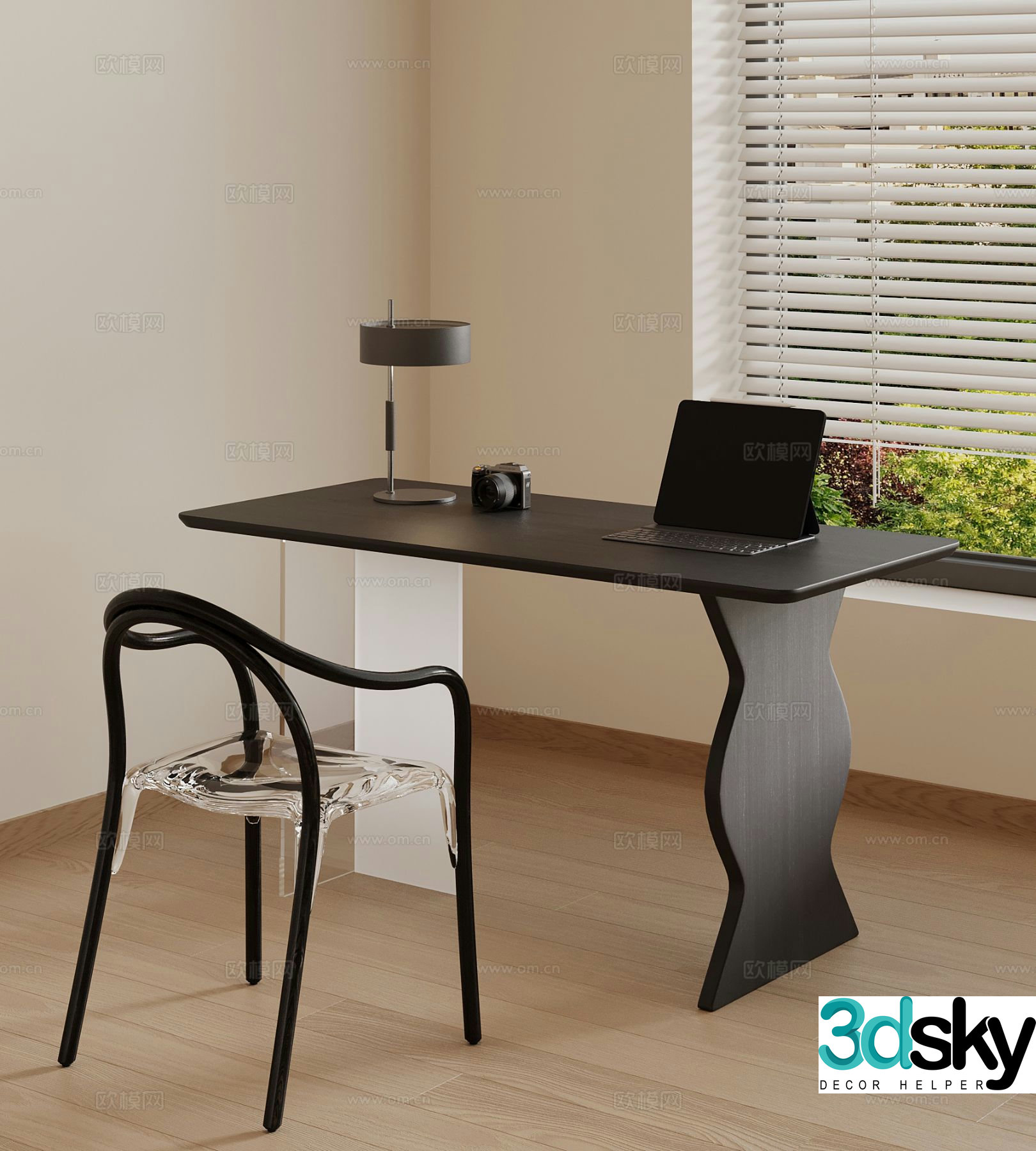 Modern desk and chair study desk and chair 3d model