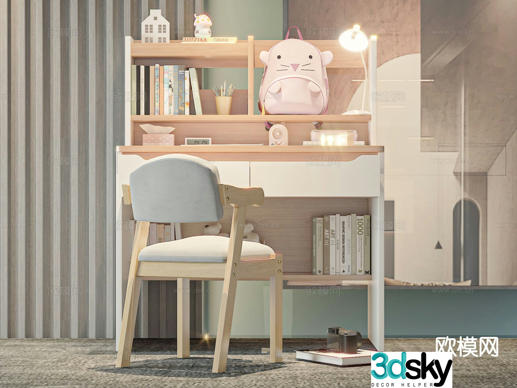 Children’s tables and chairs study table writing desk 3d model