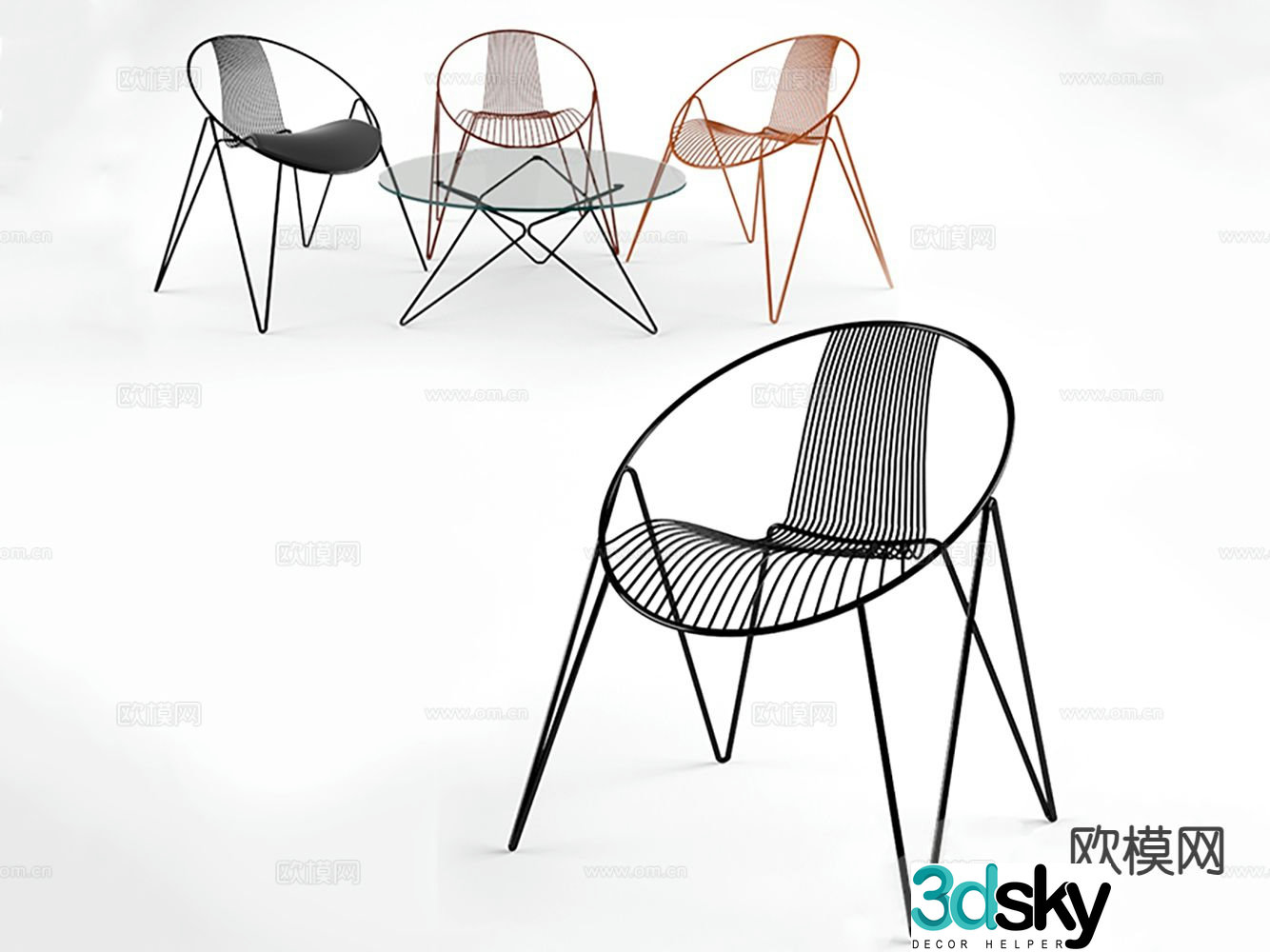 Leisure tables and chairs outdoor chairs negotiation chairs 3d model