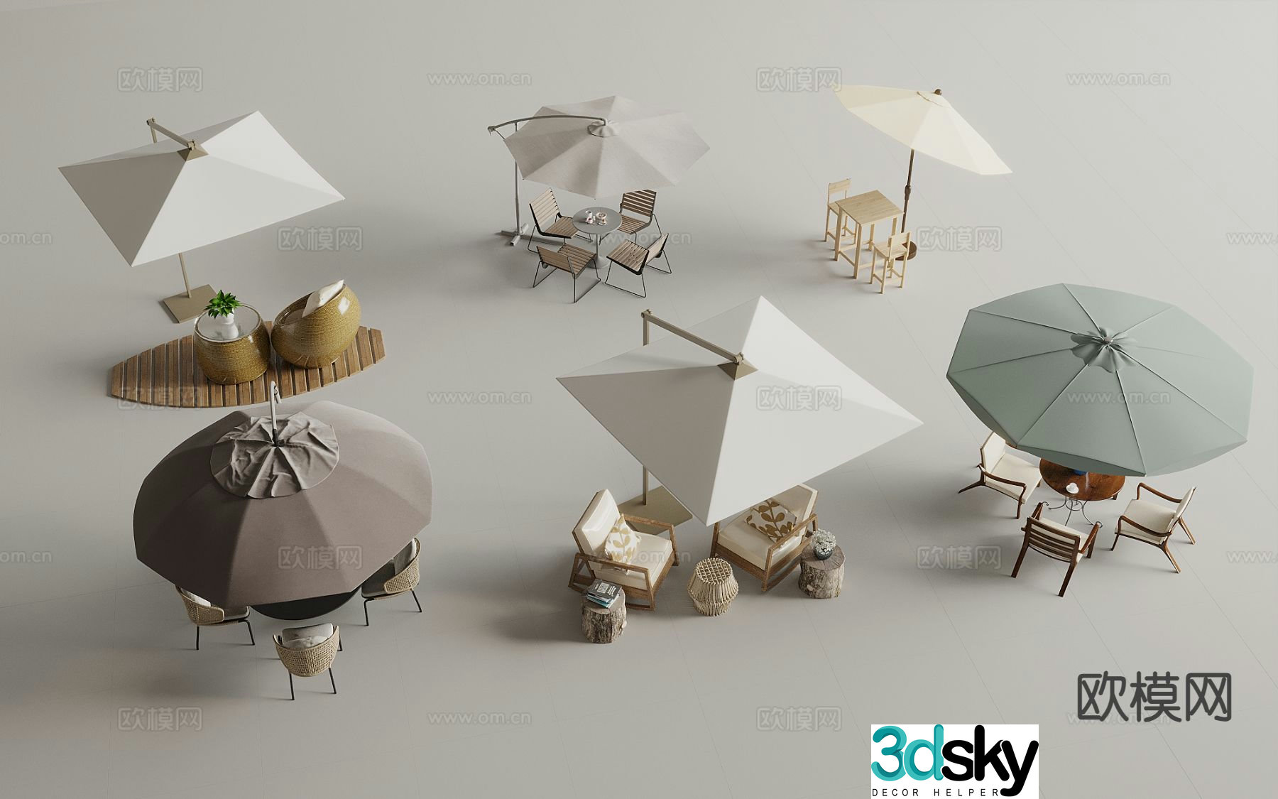 Modern outdoor tables and chairs leisure tables and chairs courtyard tables and chairs 3D model