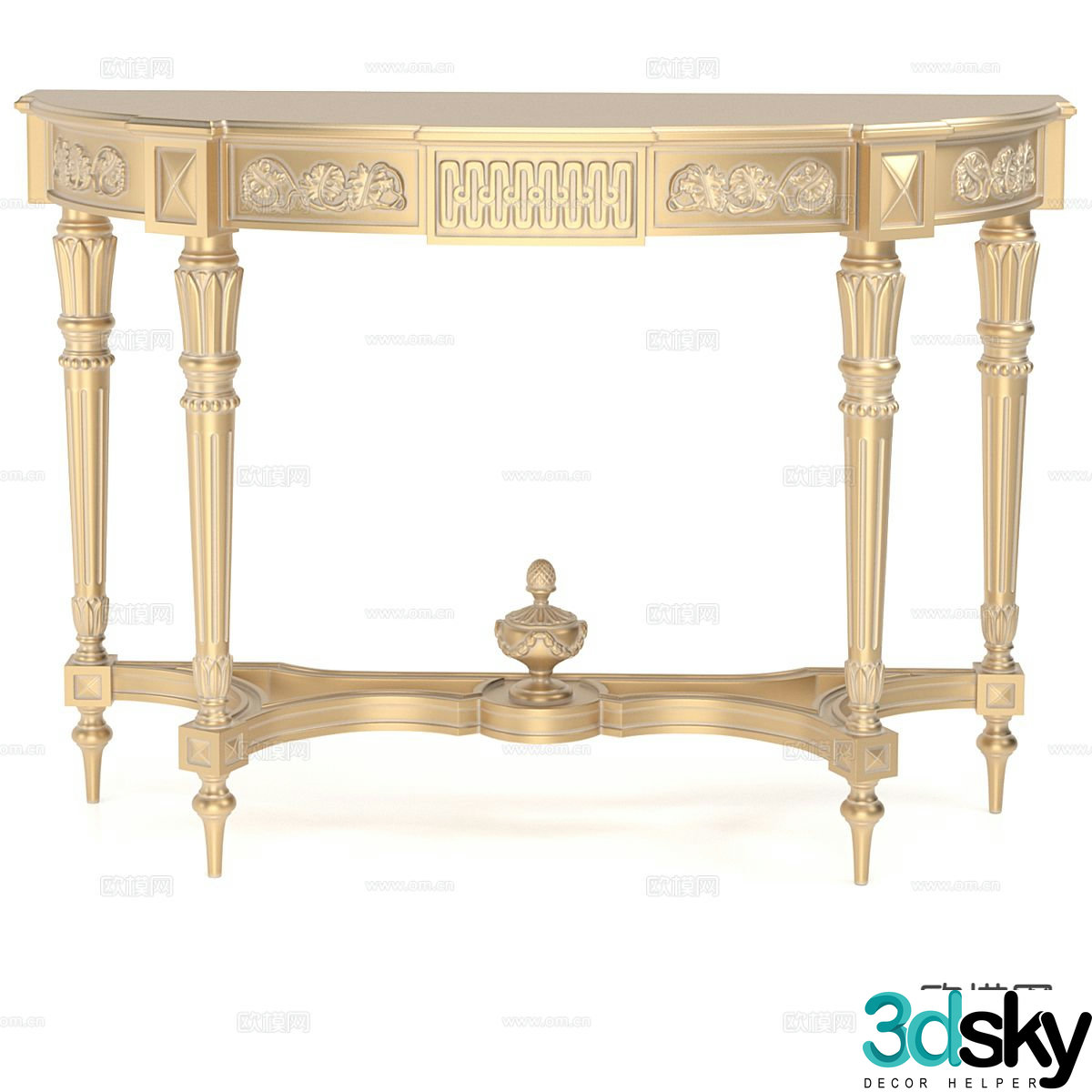 French side table corner table 3d model
