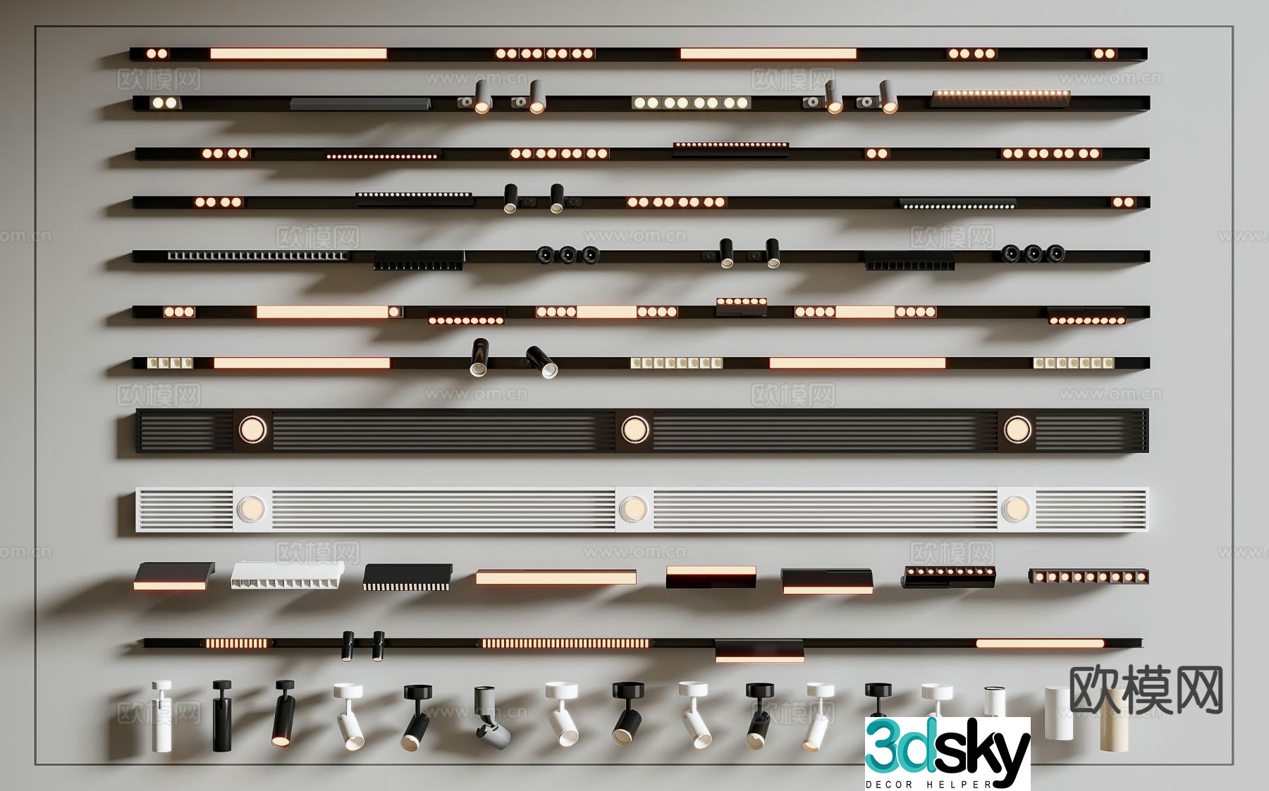 Modern track light spotlight magnetic light 3d model