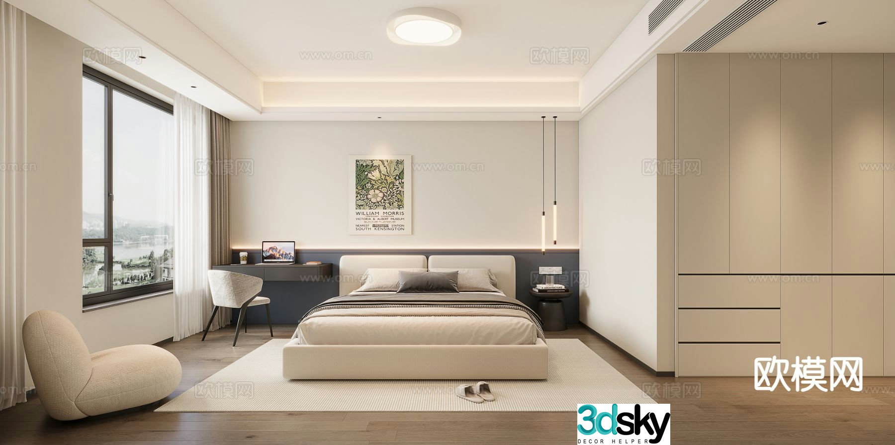Cream style boy’s room bedroom second bedroom 3D model