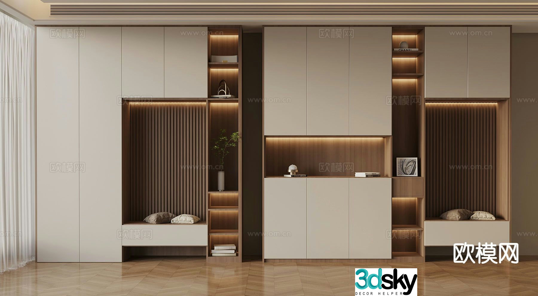 Modern minimalist shoe cabinet 3d model