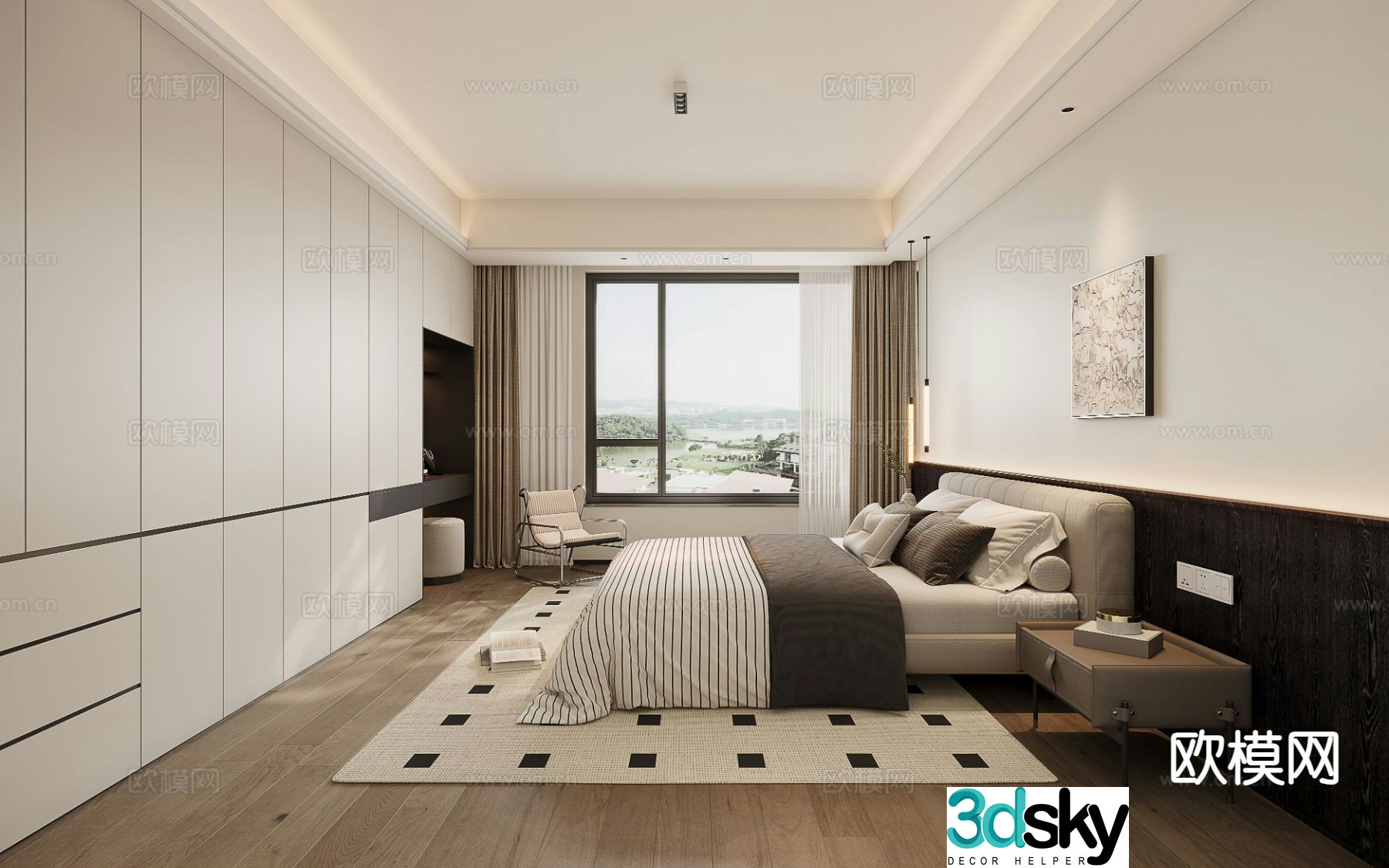 Black and white gray master bedroom bedroom master bedroom 3d model