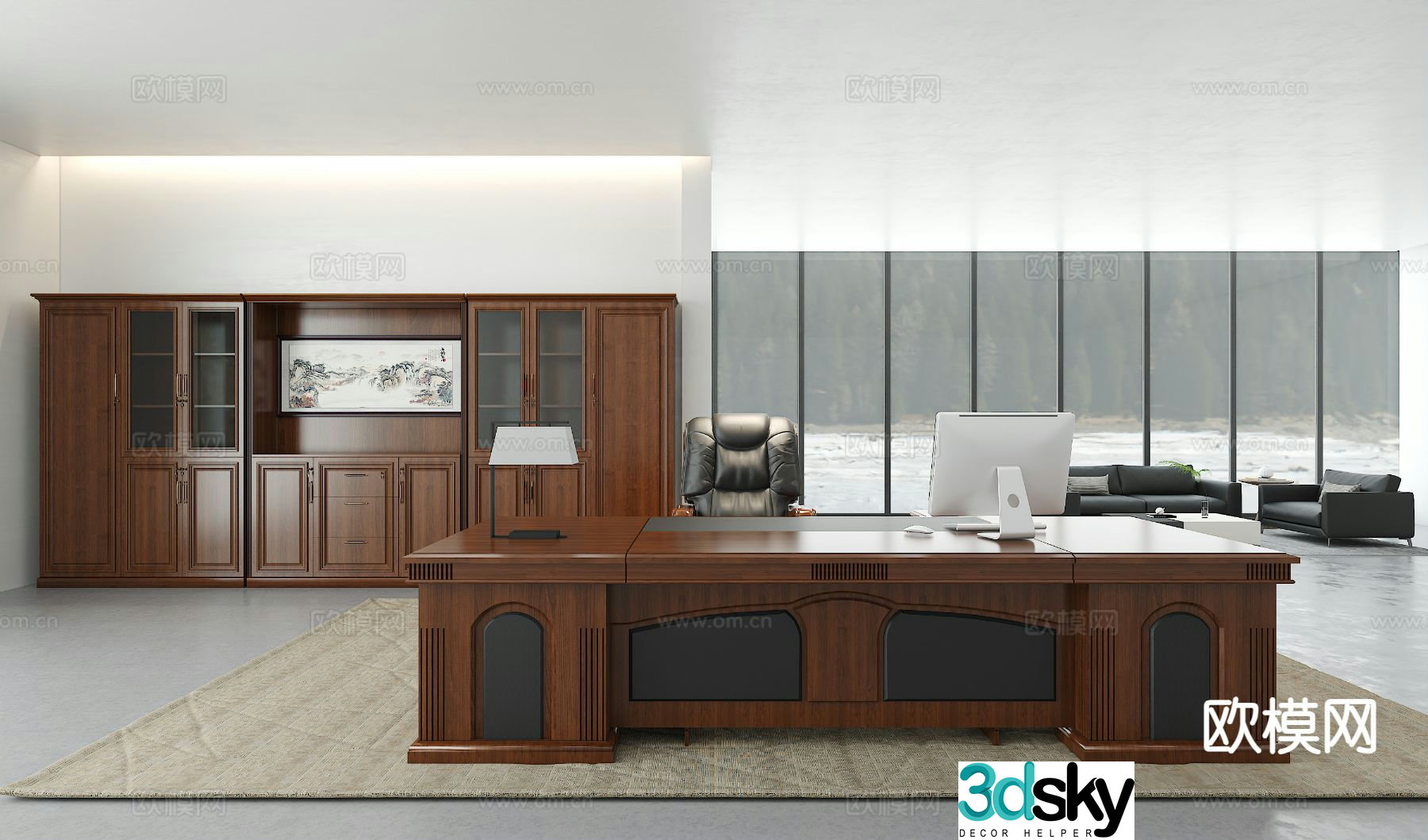 Executive desk executive desk file cabinet president desk 3d model