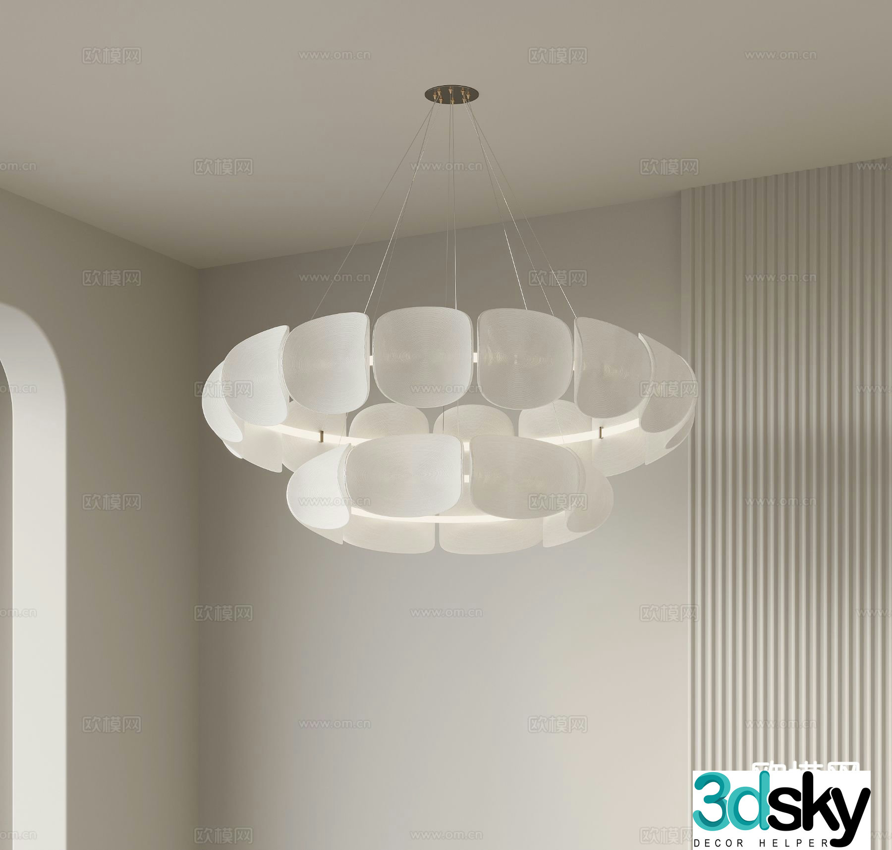 Cream style chandelier art chandelier 3d model