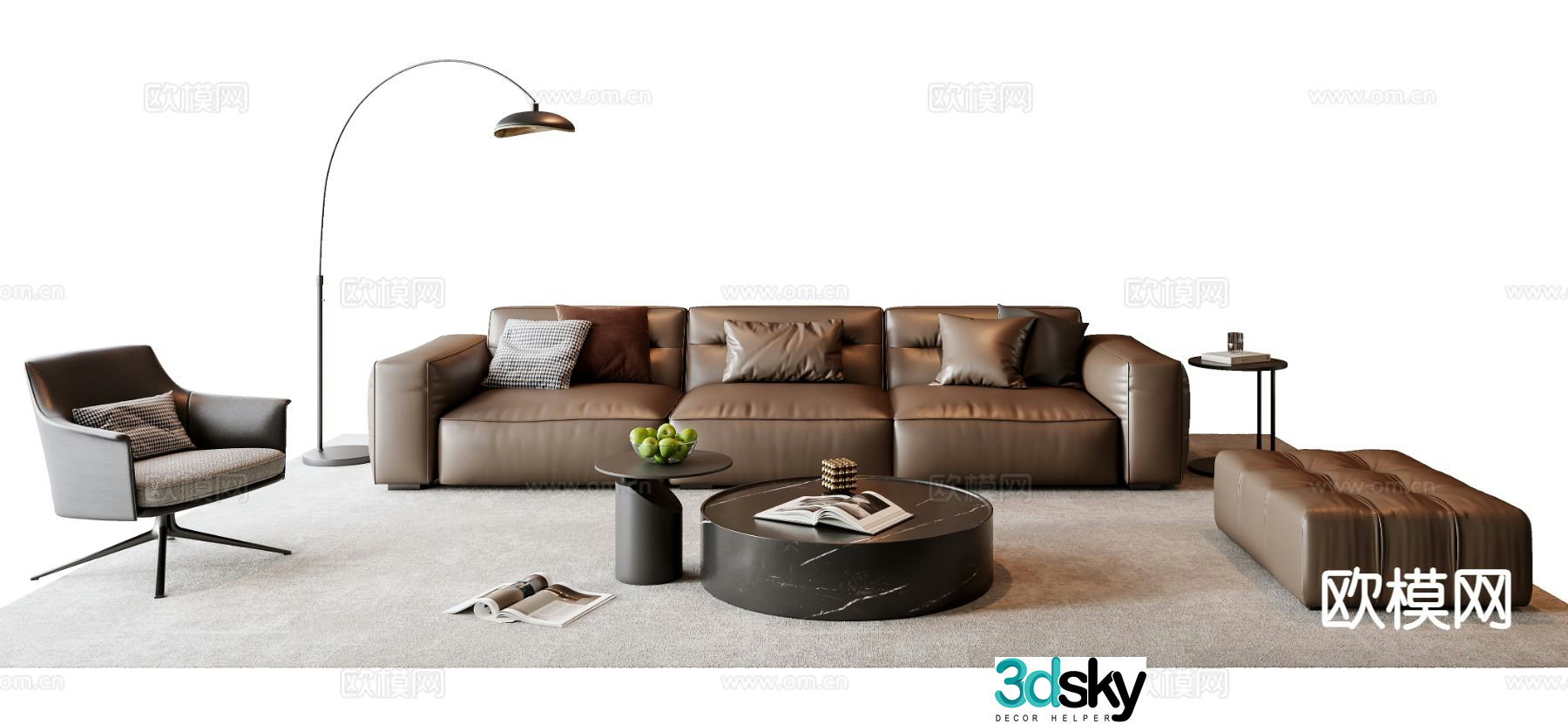 Italian sofa coffee table modular sofa 3d model
