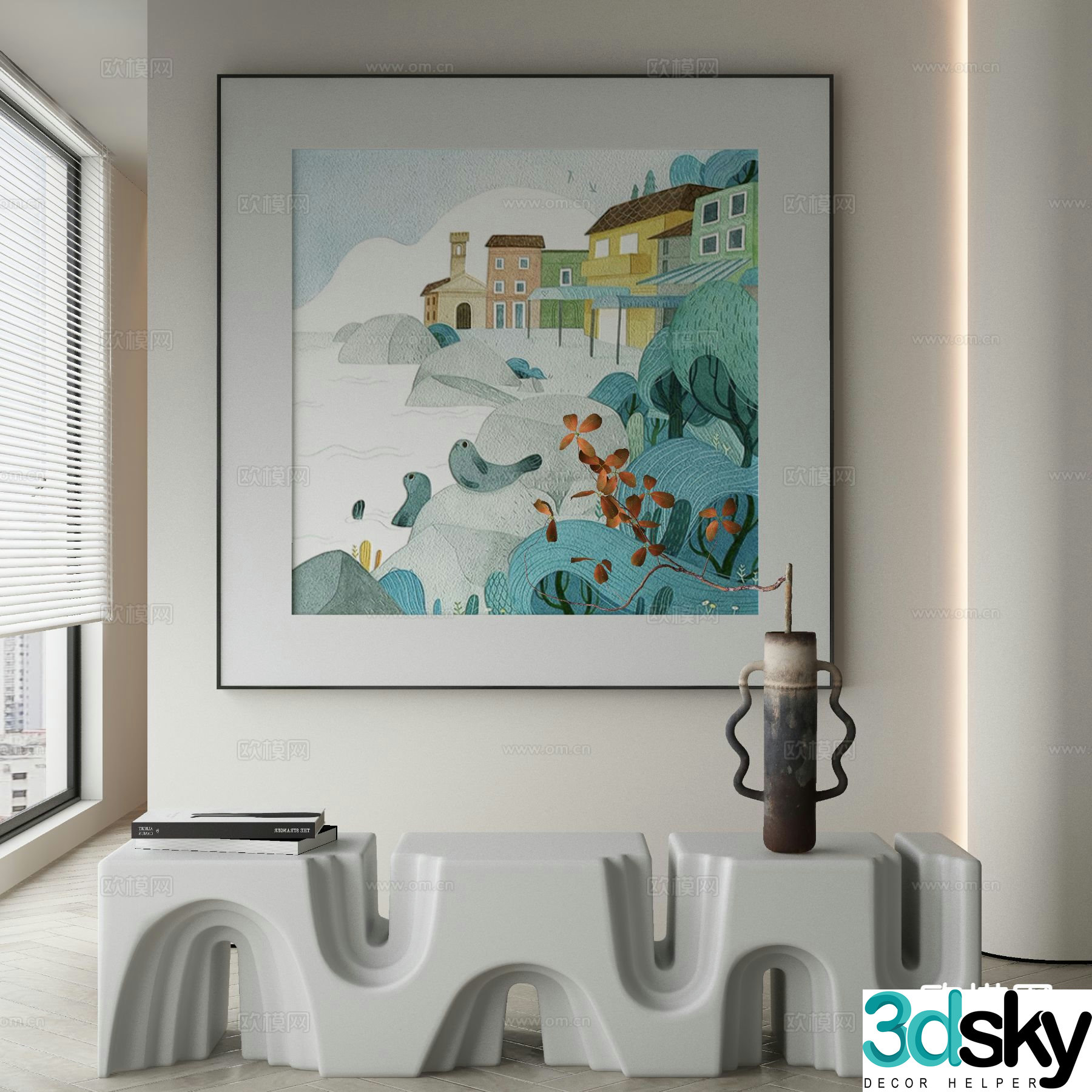 Modern decorative painting oil painting cartoon hanging painting 3d model