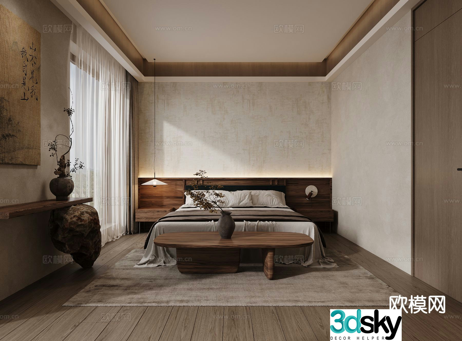 Wabi Sabi bedroom master bedroom 3d model