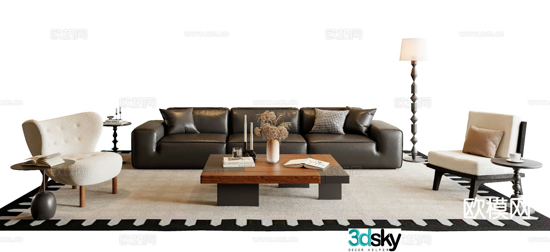Medieval style sofa coffee table modular sofa 3d model