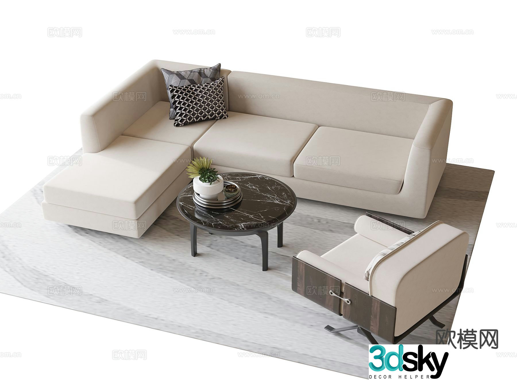 Modern modular sofa corner sofa 3d model