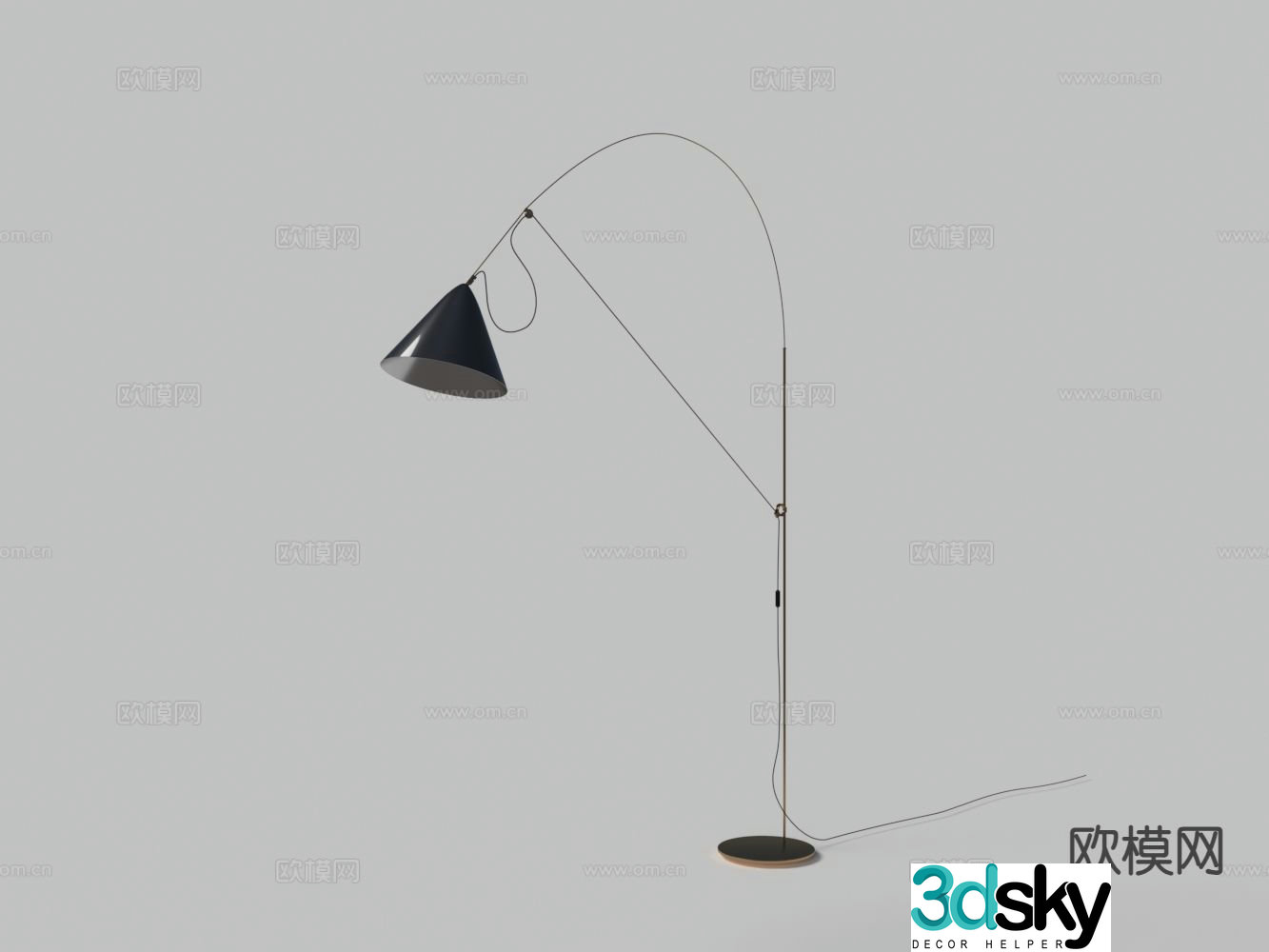 Modern metal floor lamp fishing lamp 3d model