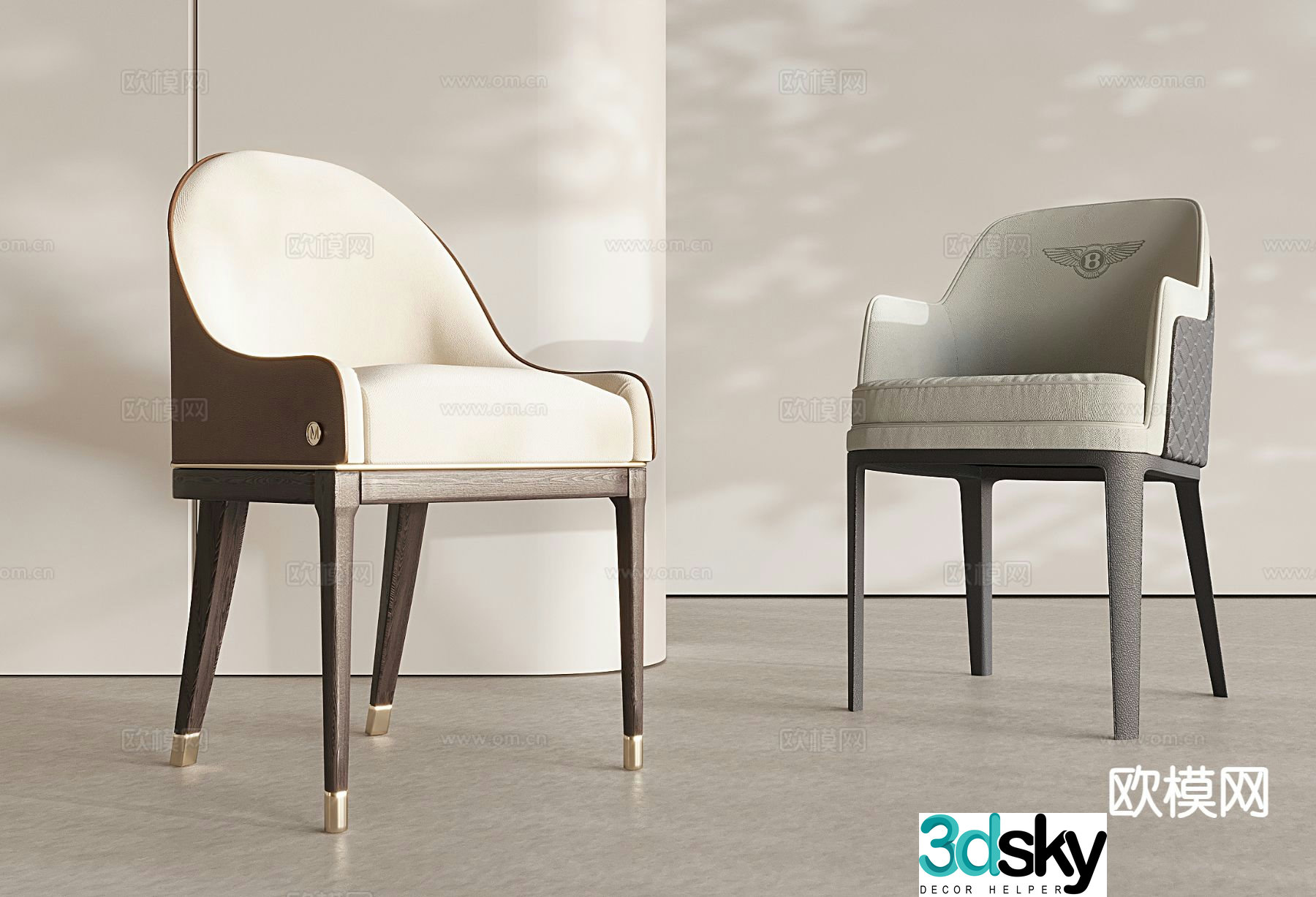 Italian single chair dining chair 3d model