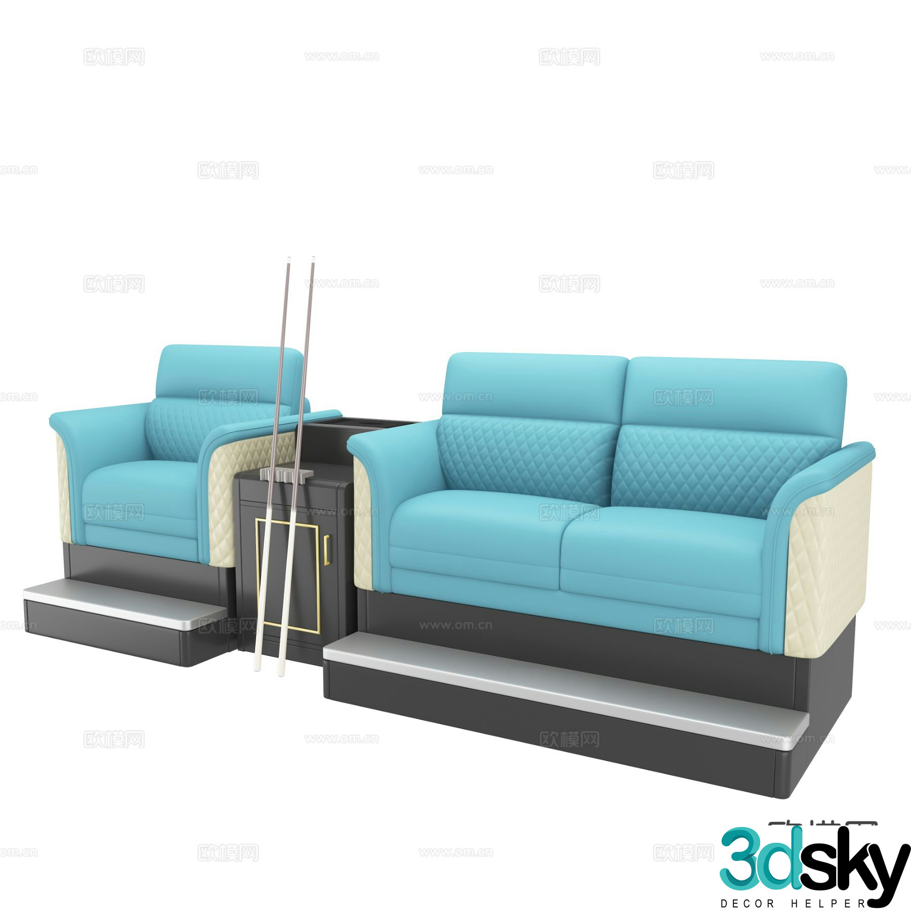Modern billiard chair VIP sofa booth sofa 3D model