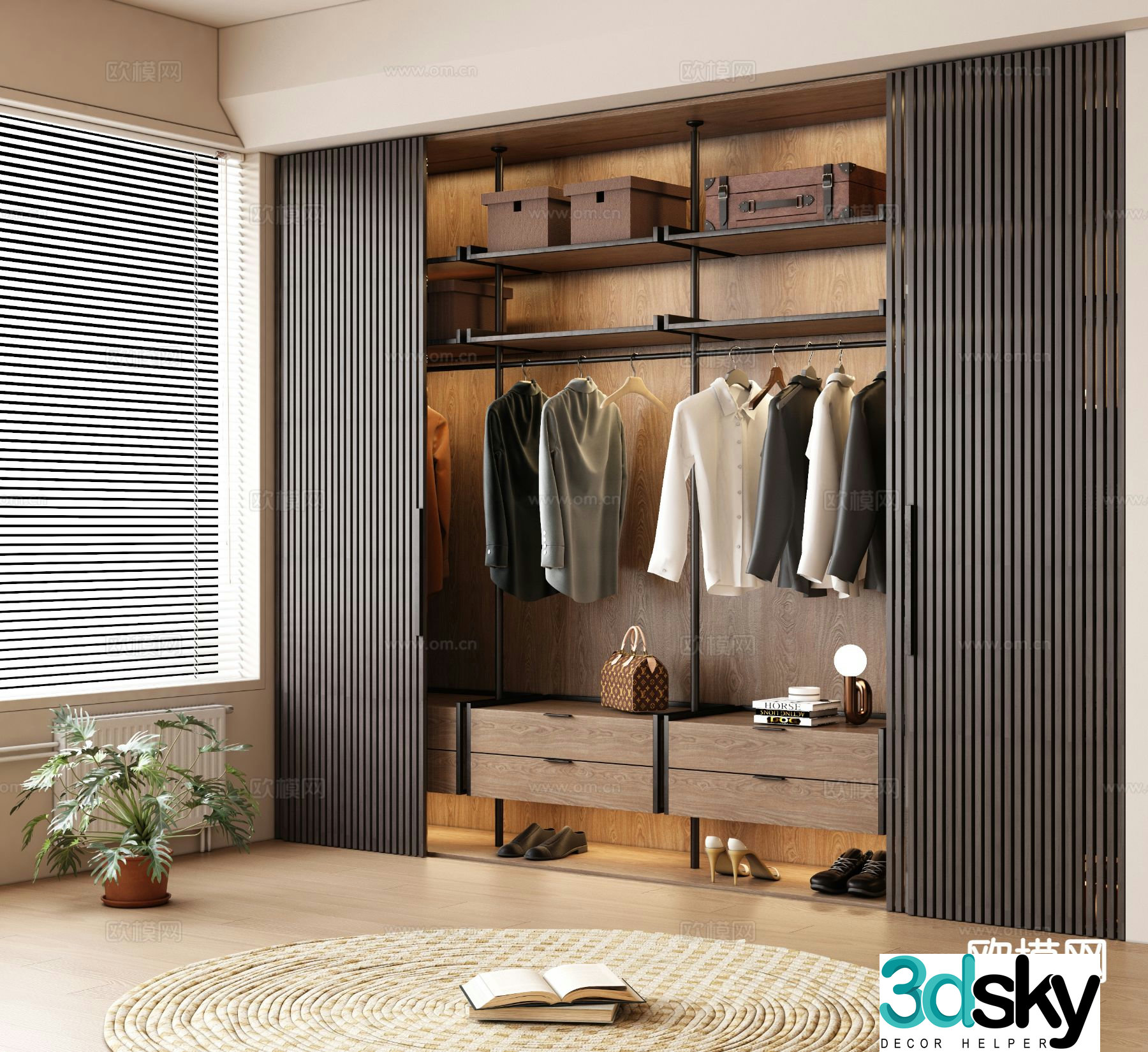 Medieval style wardrobe finished wardrobe sliding door wardrobe 3d model