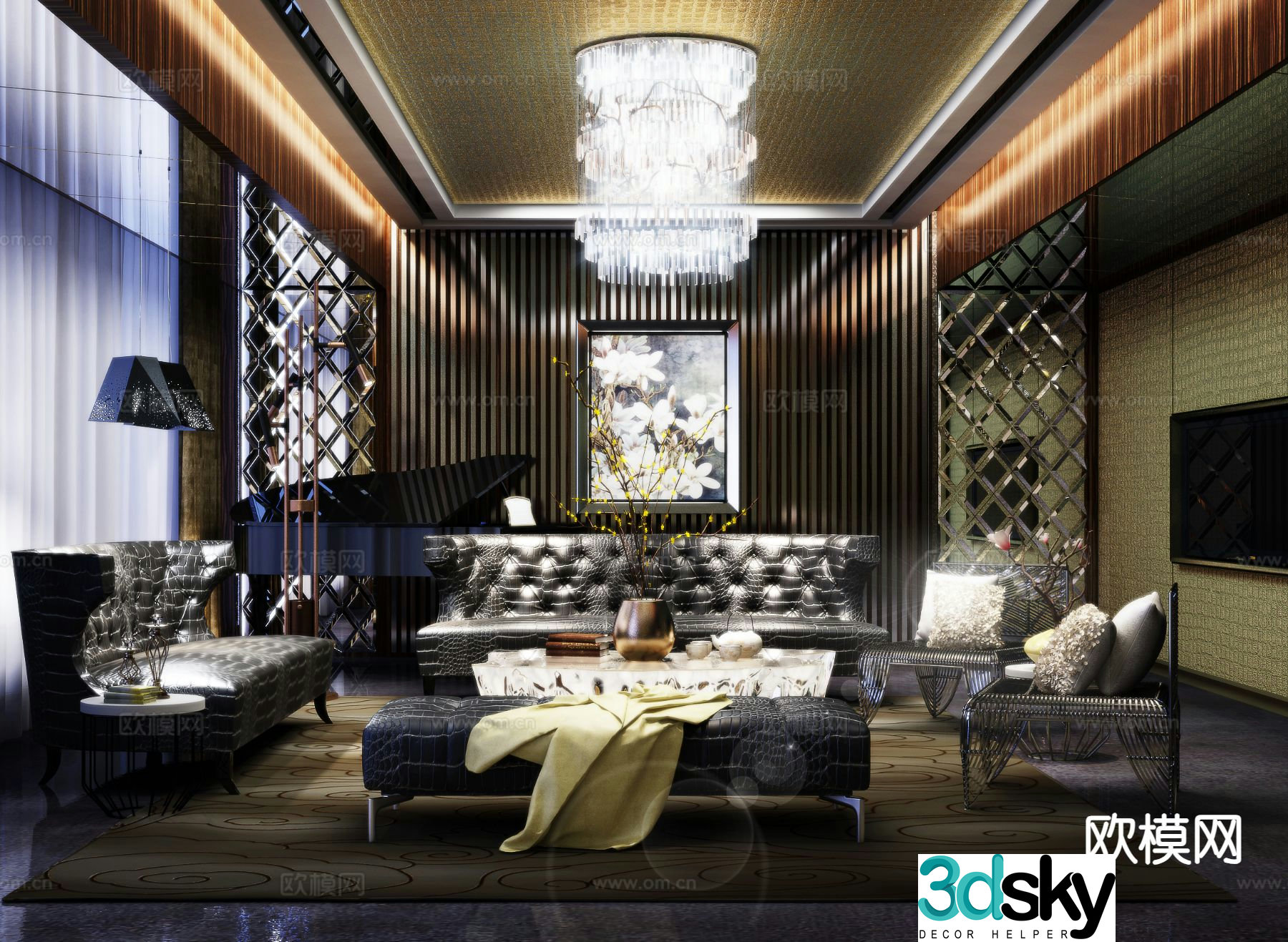 Neoclassical living room 3d model