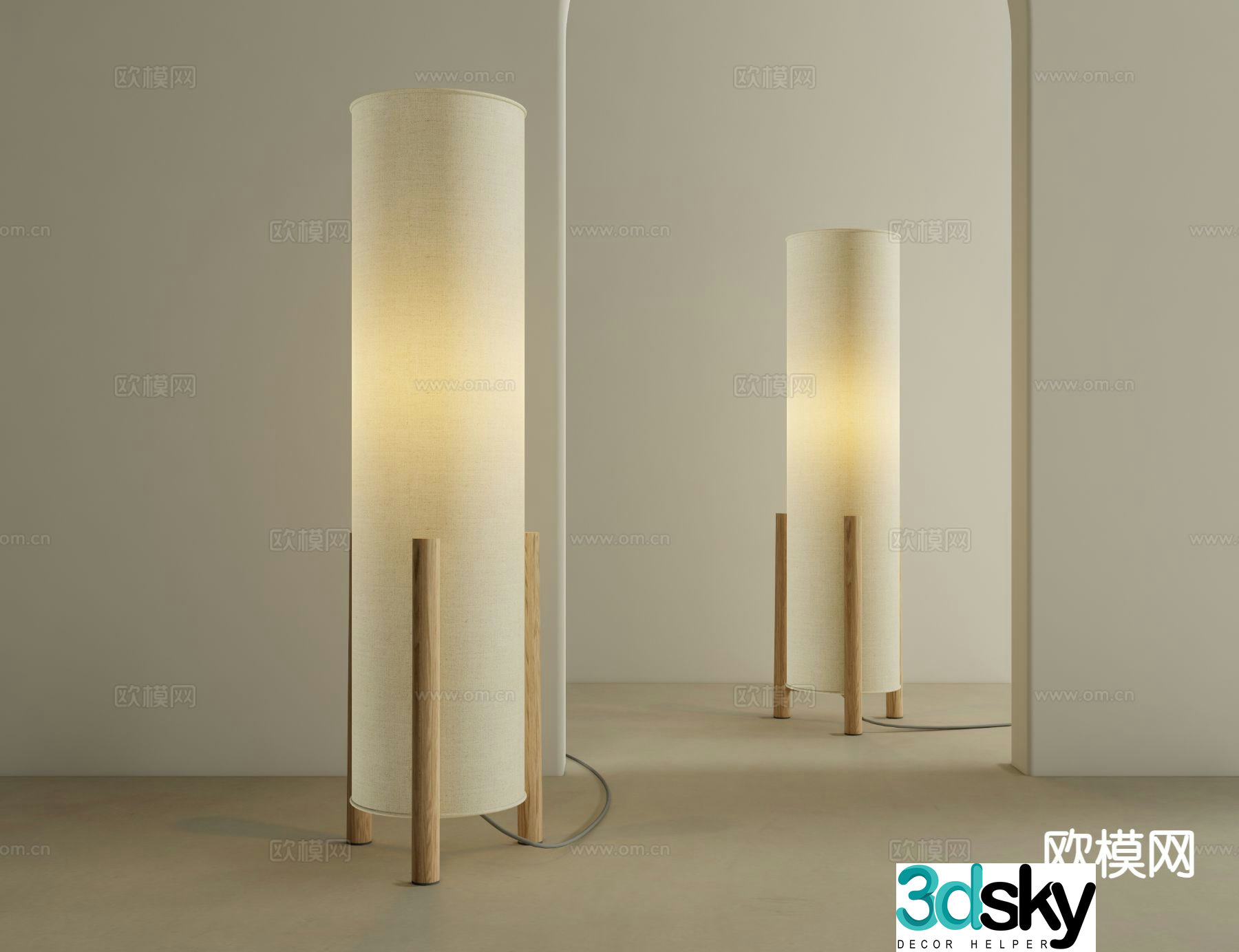 Cream style floor lamp 3d model