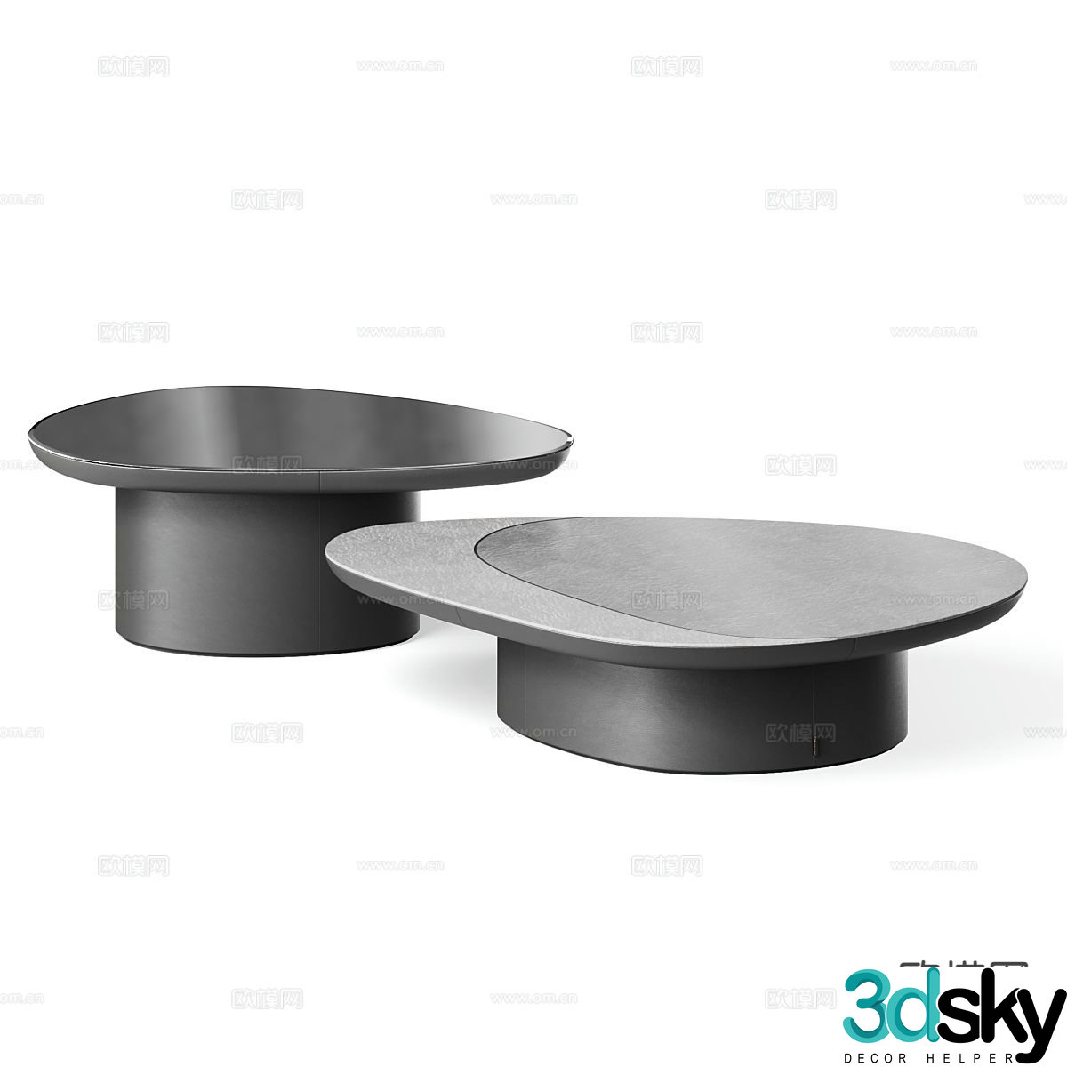 Modern double coffee table 3d model