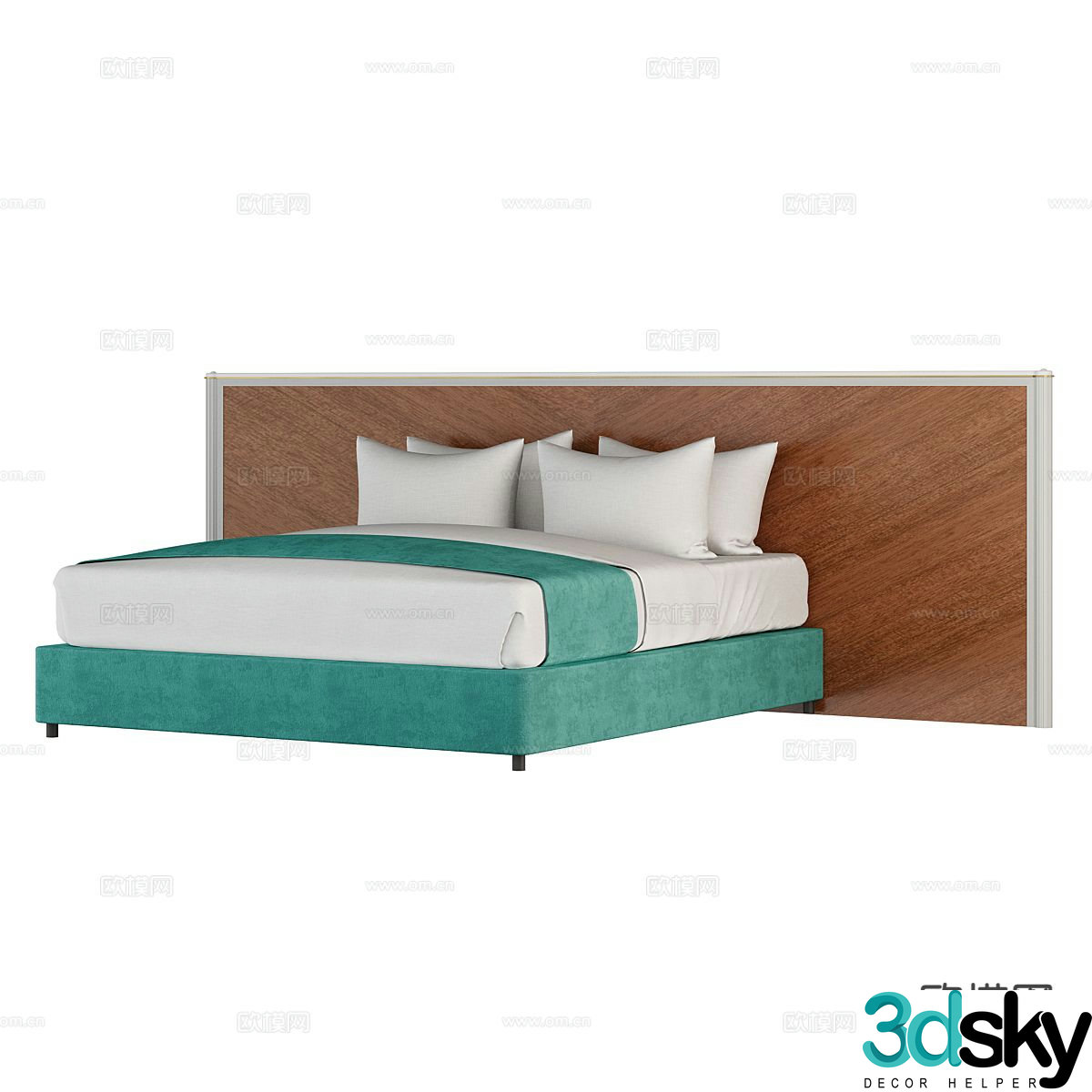 Nordic simple double bed 3d model